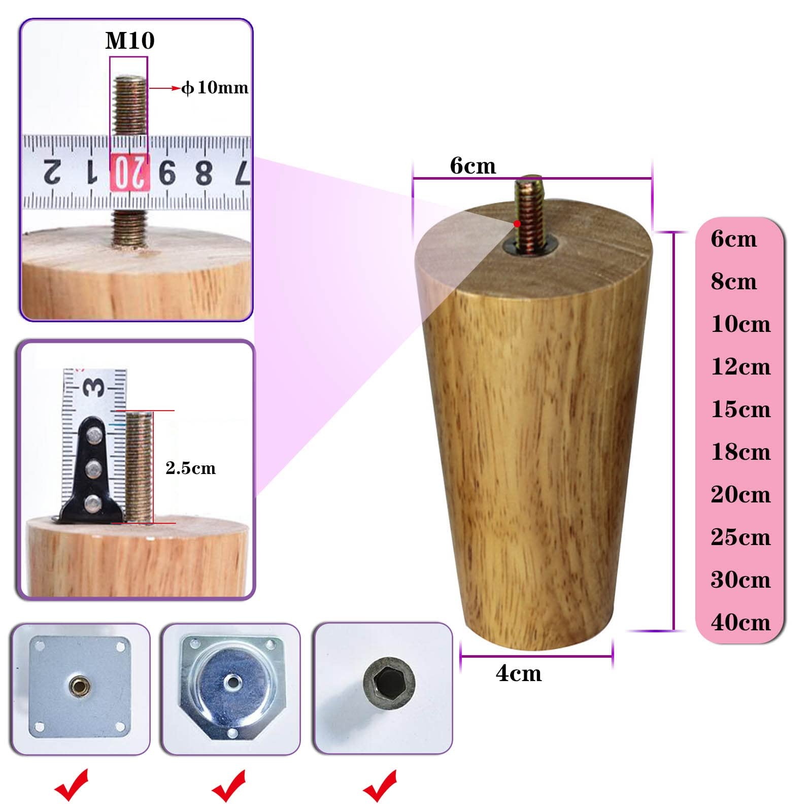 4-pack meubelpoten van hout, sief houten taps toelopende tafelpoten, metalen vervangende voeten, voor doe-het-zelf meubels bank kledingkast tv- kast lades nachtkastje, koperen sets (maat: 20 4-pack meubelpoten van hout, sief houten taps toelopende tafelpoten, metalen vervangende voeten, voor doe-het-zelf meubels bank kledingkast tv- kast lades nachtkastje, koperen sets (maat: 20