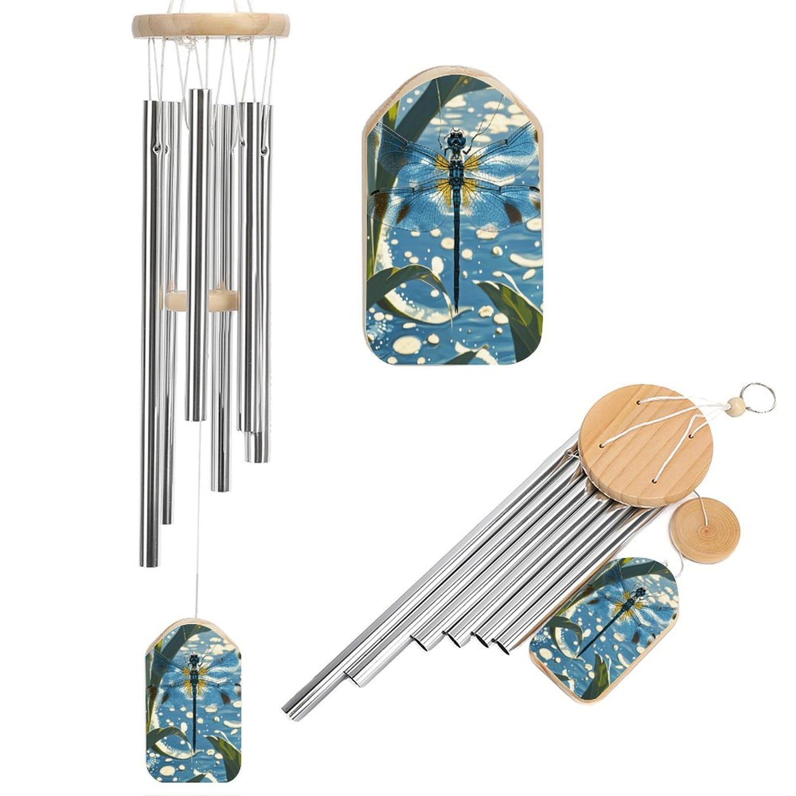 Blue Dragonfly Wind Chimes for Outdoor Large Deep Tone Aluminium Wind Chimes Soothing Melodic Sound 20.5" Hanging Metal Windchimes Outdoors Decor for Patio Porch Yard