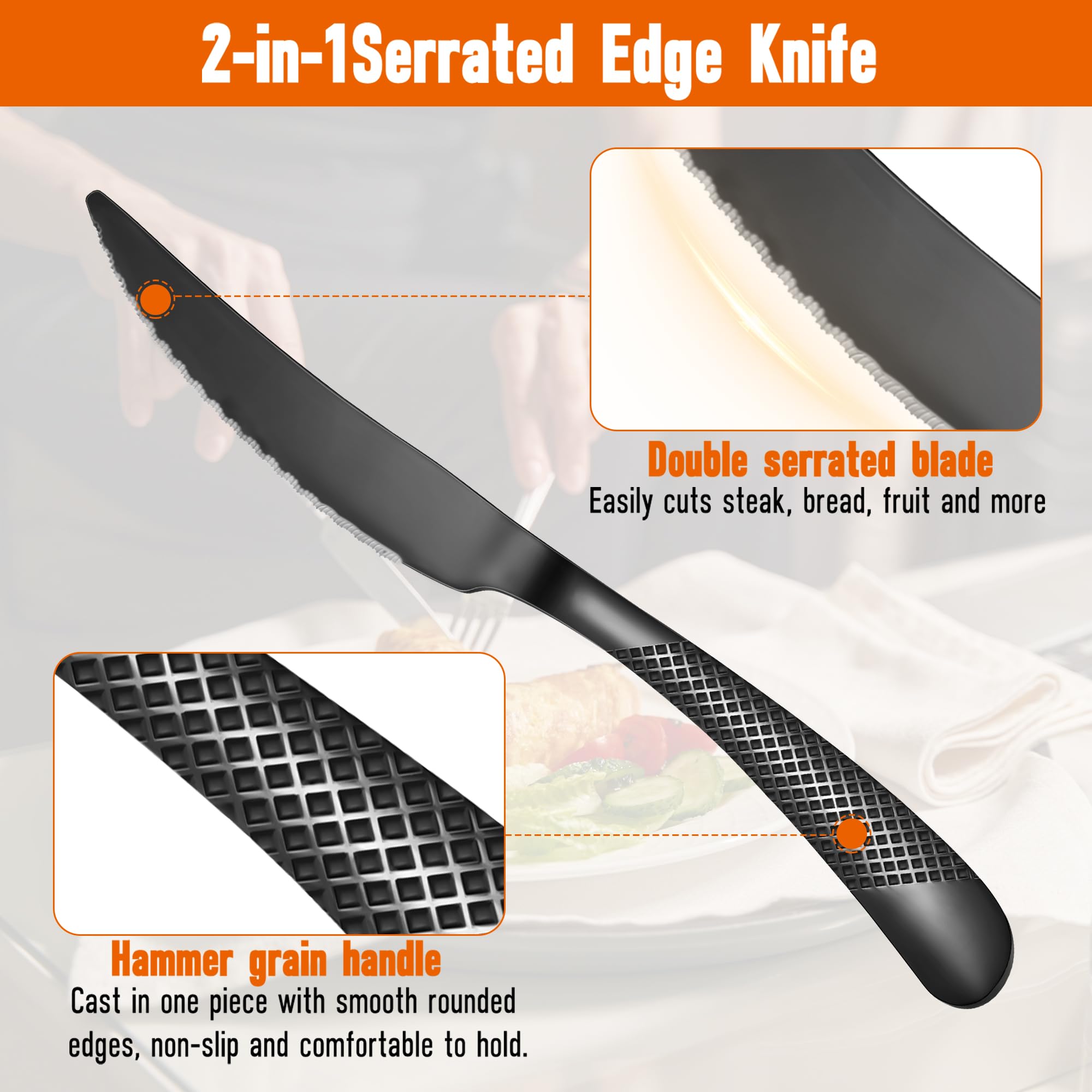 Set di posate per 4 persone, 20 pezzi, in acciaio inox, nero opaco/set di posate con coltello, forchetta, cucchiaio di alta qualità, lavabile in lavastoviglie