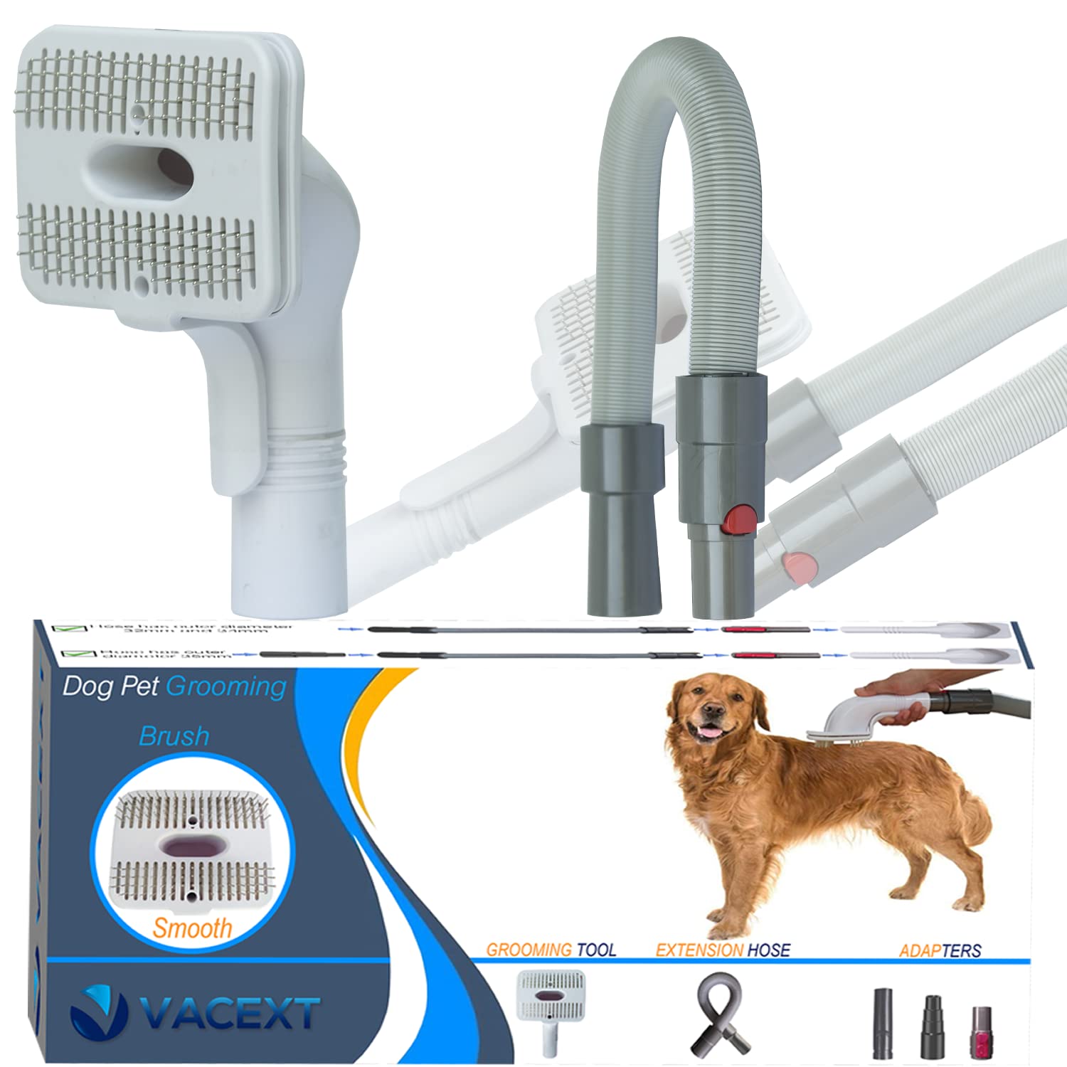 Dog Pet Grooming Brush & Extension Vacuum Hose for Vacuum