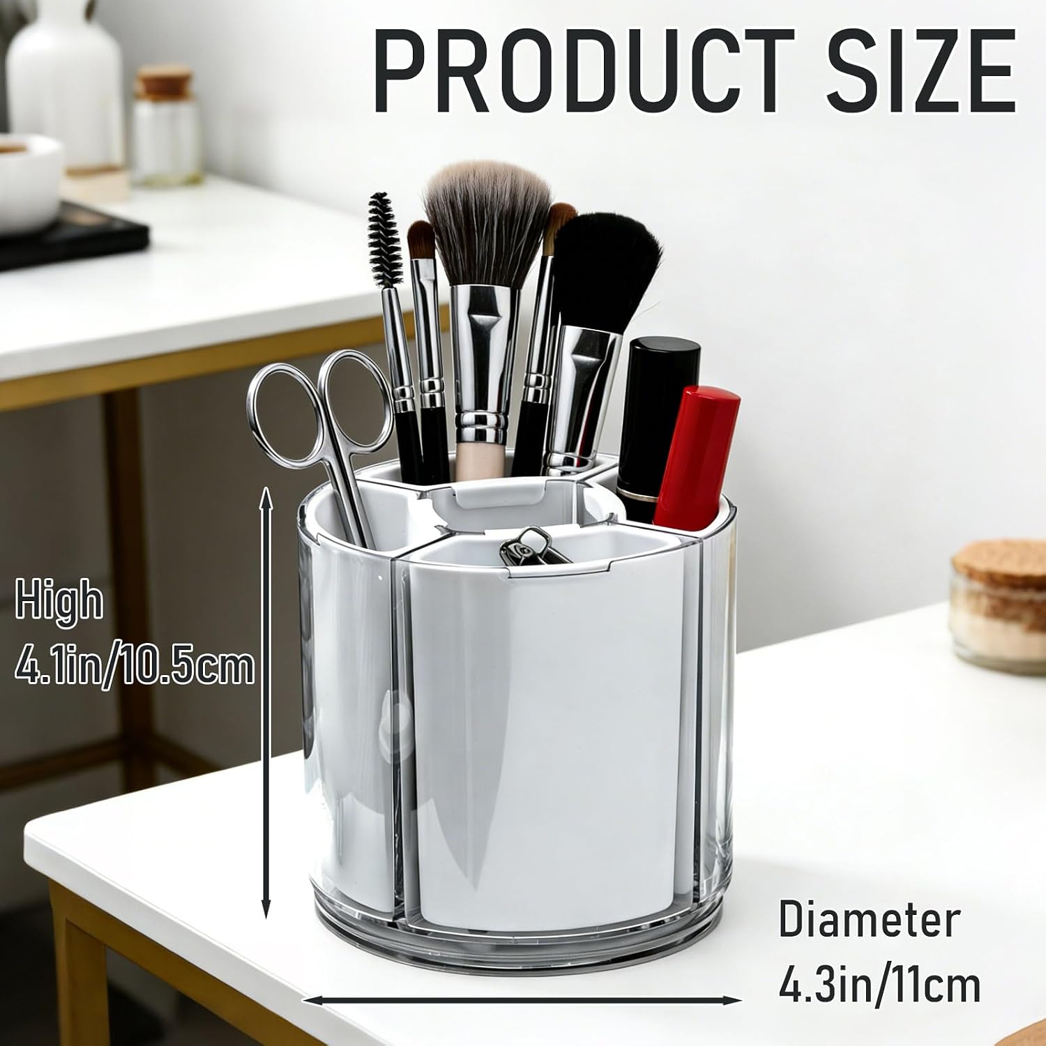 Rotating Makeup Organizer Countertop, Detachable Desk Organizer image 2