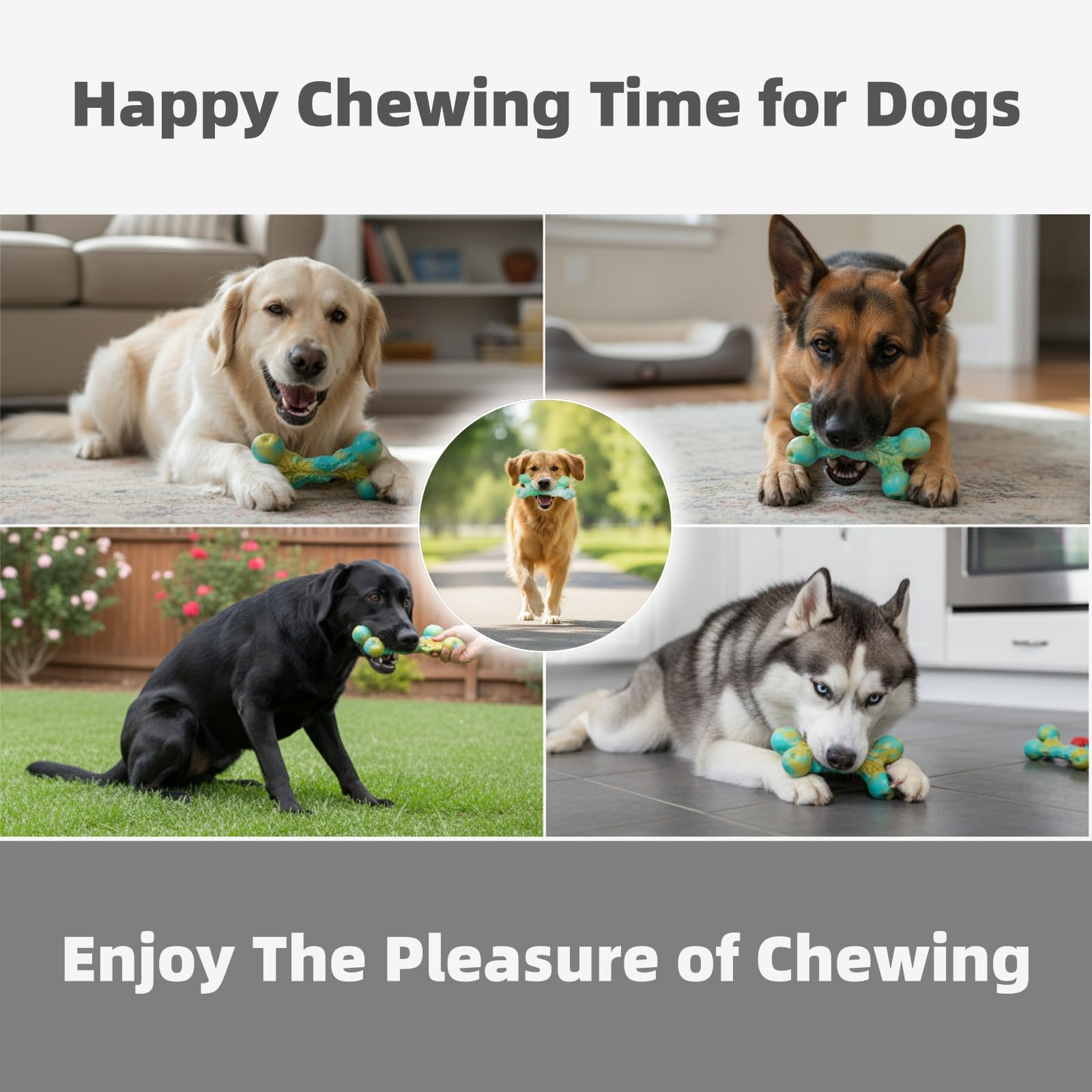 Paquete de 2 juguetes indestructibles para perros masticadores agresivos, huesos de nailon resistentes con sabor a tocino para perros medianos y grandes (2 unidades, tocino, verde)