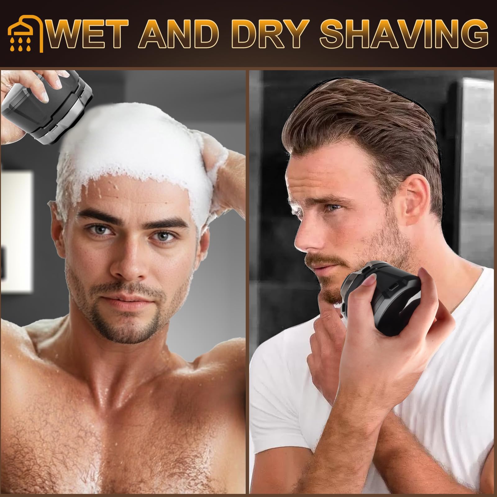 Afeitadora Cabeza Hombre con Pantalla LED, Afeitadoras Impermeables para Hombres Calvos, Afeitadora Eléctrica, Maquina de Afeitar Hombre para Calvo, Afeitado en Seco y Húmedo