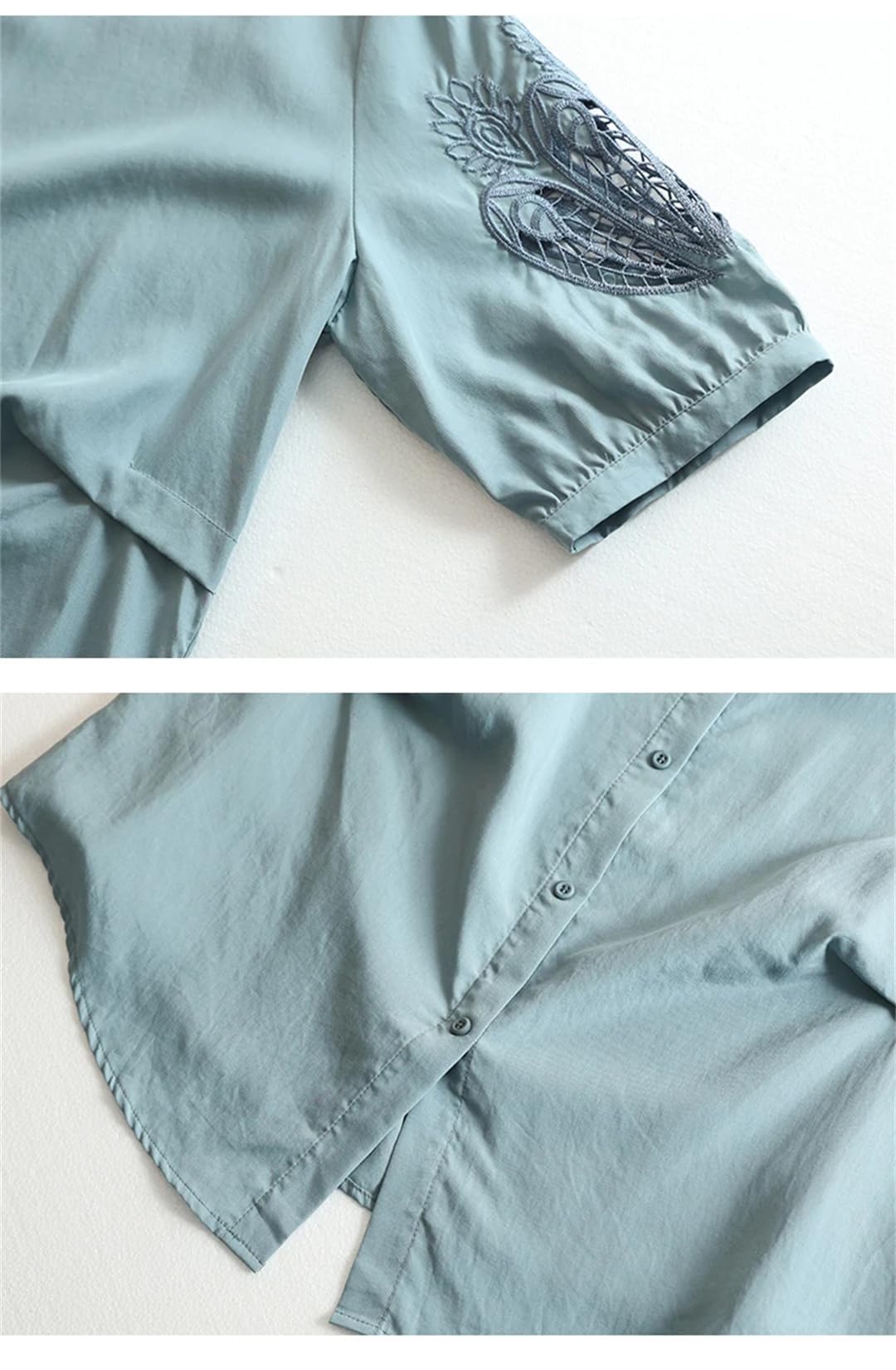 T-shirt d'été uni à col rond pour femme - T-shirt ample et irrégulier
