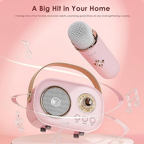 Miniatura 8 de Mini máquina de karaoke, altavoz portátil de karaoke Bluetooth para niños y adultos con micrófono inalámbrico, pequeño sistema de karaoke, regalos