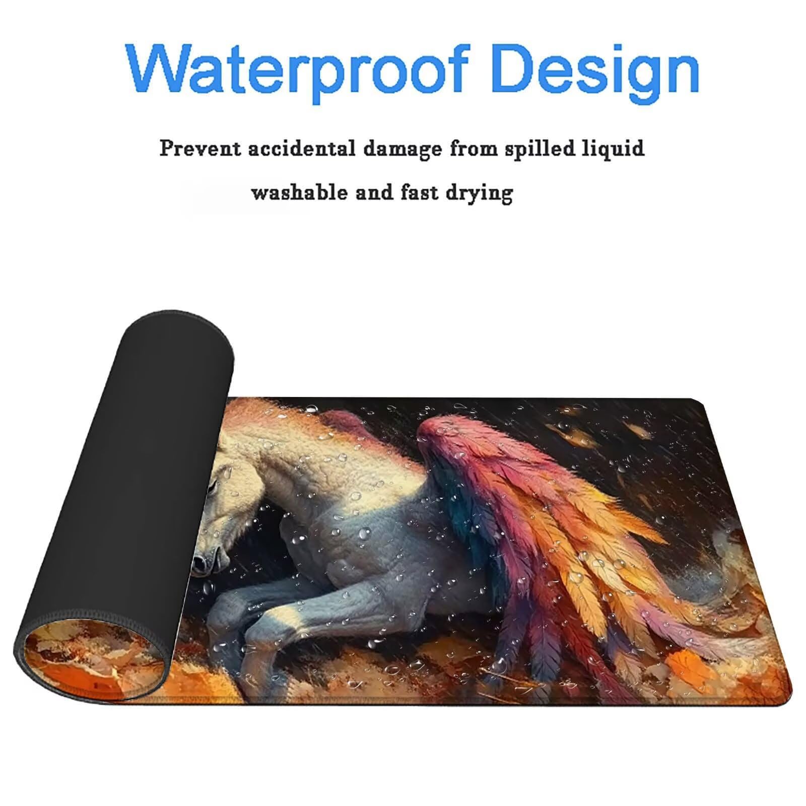 Tappetino Mouse Gaming, 1200x600mm Tappetino Mouse XXL nero 0c0-312 | Mouse Pad Grande, Ottimizzato per i Sensori da Gioco, Migliora Precisione e Velocità, per Mac e PC, Unicorno (2)