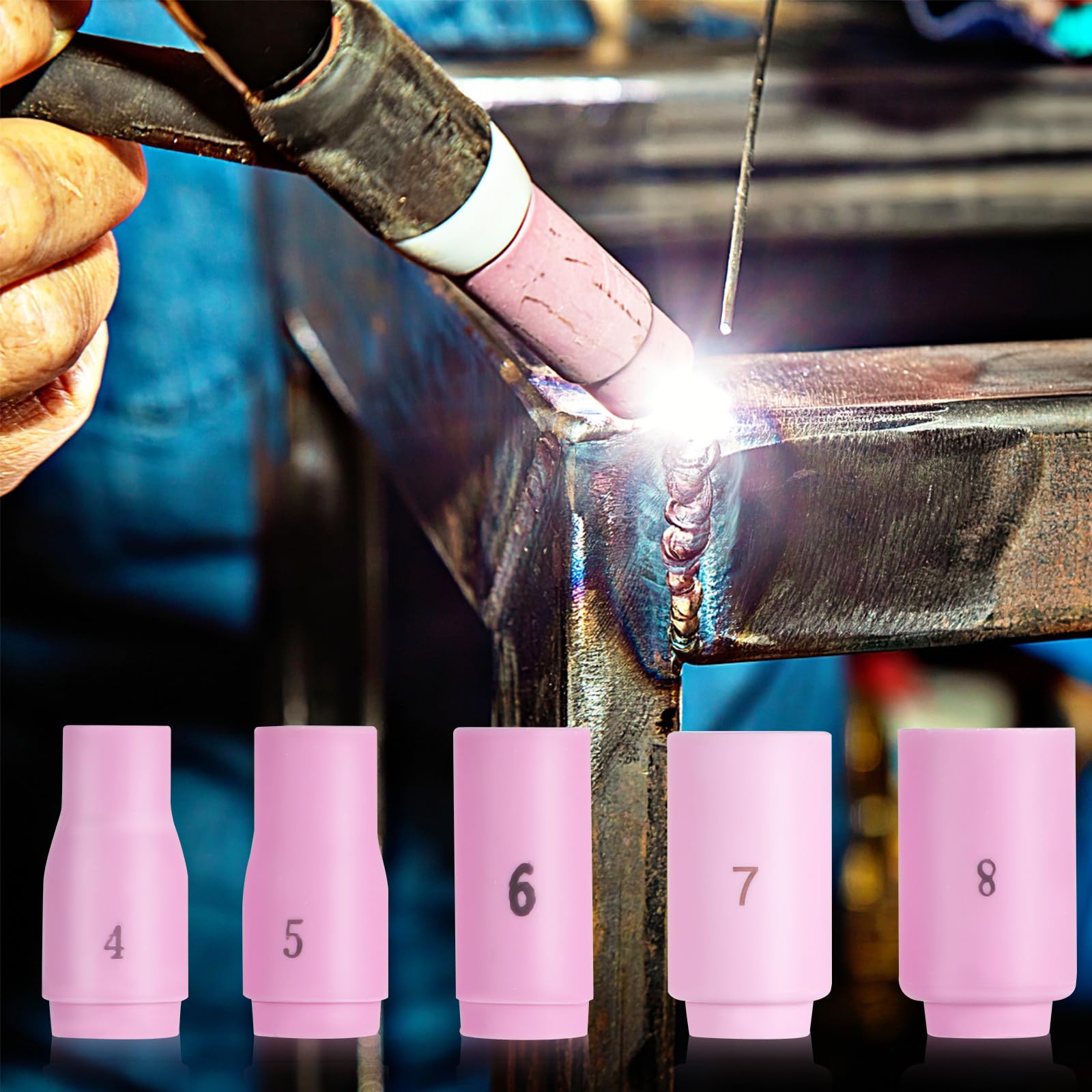 TOYANDONA Kit de Accesorios de Soldadura Tig Juntas de Copa y Pinzas para Antorcha, Fabricado en Acero Inoxidable y Plástico, Ligero y Preciso para Proyectos de Soldadura
