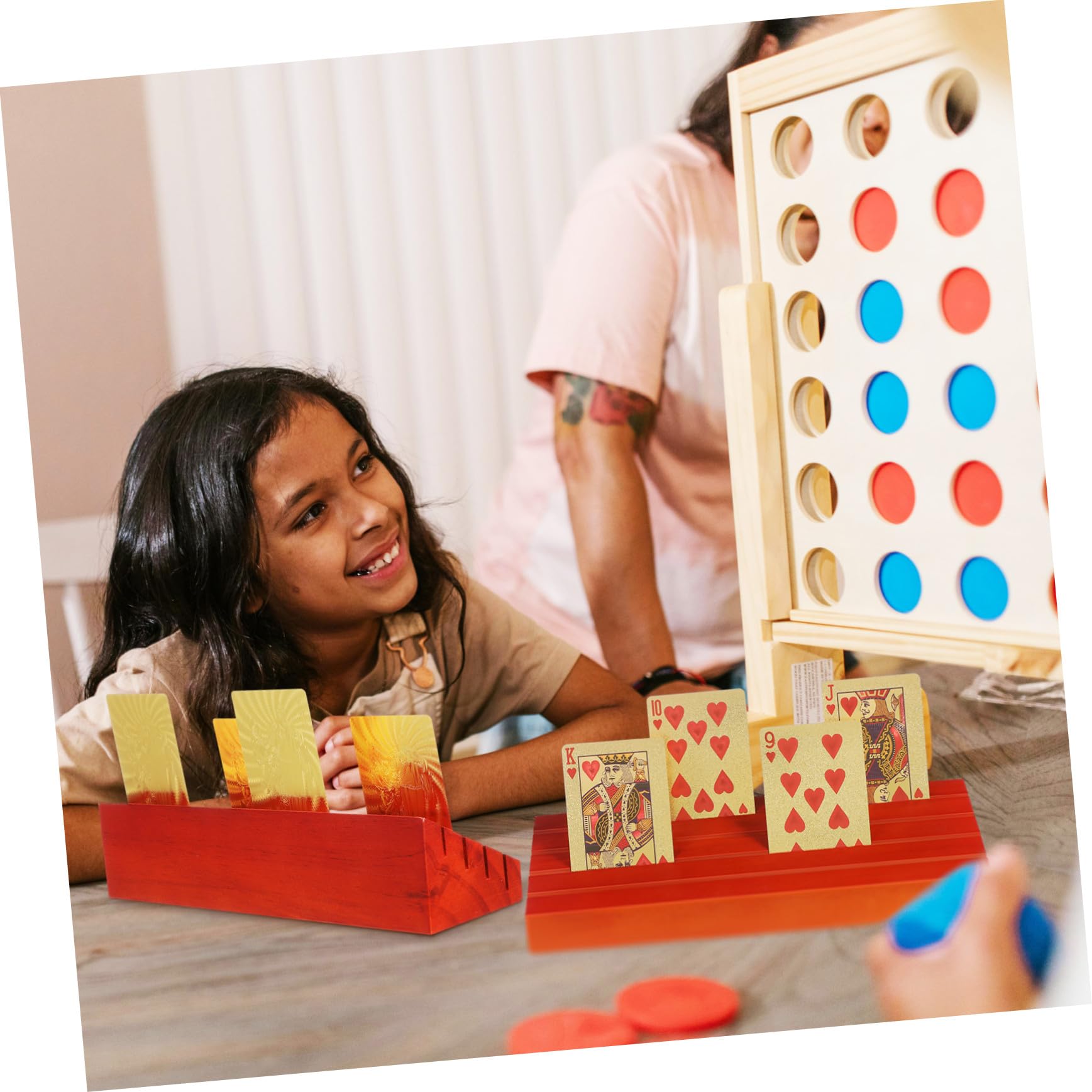2 Stück Basis Für Spielkarten Anzeigekarten Kind Spielkartenhalter Für Erwachsene Oh Kartenanzeigestand Zeigen Kartenspielhalter Kartenhalter Für Spielkarten Deck Kiefernholz Braun