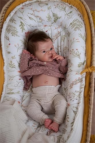 Anano Muñecas de bebé Reborn realistas realistas de silicona para niñas de cuerpo completo de 18 pulgadas, muñeca Reborn de silicona con ojos