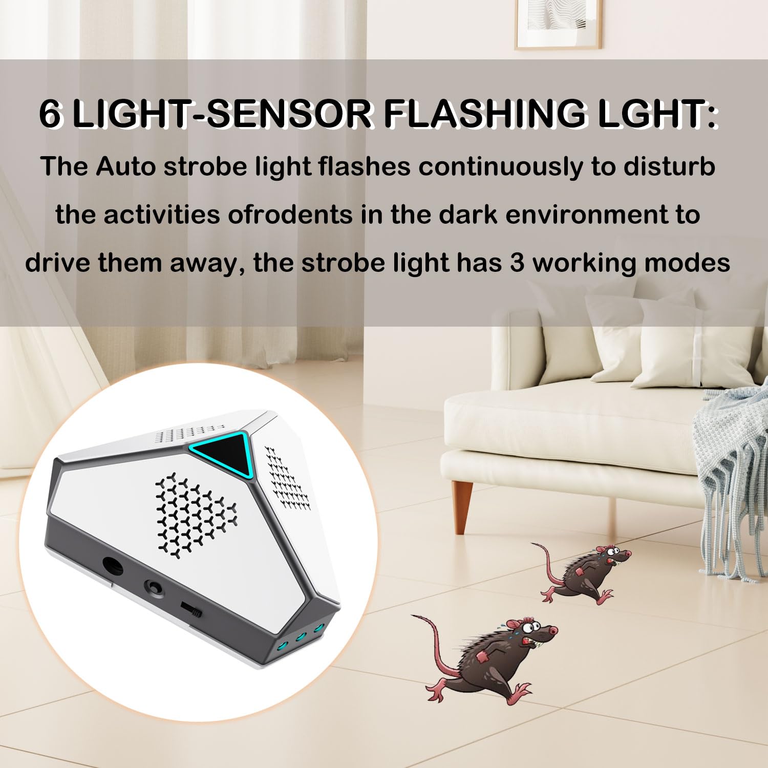 ABS Mäuseabwehr, Ultraschall für Ratten,Maus und Ratten mit LED-Licht, Ultraschall-Abwehrmittel für Mäuse, Nager, Schädlinge,Spinnen, Motten,Ameisen