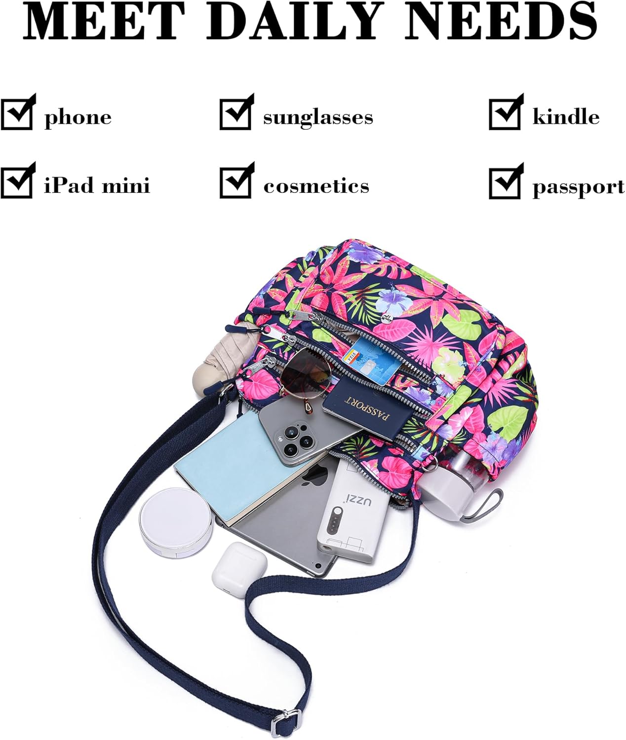 AOCINA Crossbody Bags for Women Multi Pocket Nylon Lightweight Ladies Purses Messenger Shoulder Handbags Satchel Travel Bag - Image 6