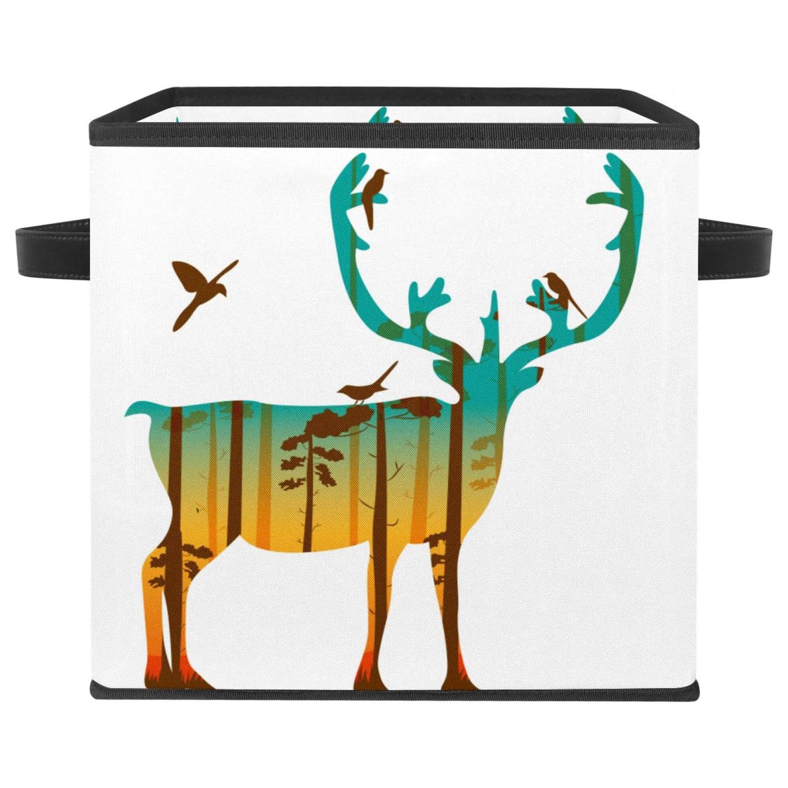 Boîte de rangement pliable en tissu de qualité supérieure motif élan et cerf de Noël