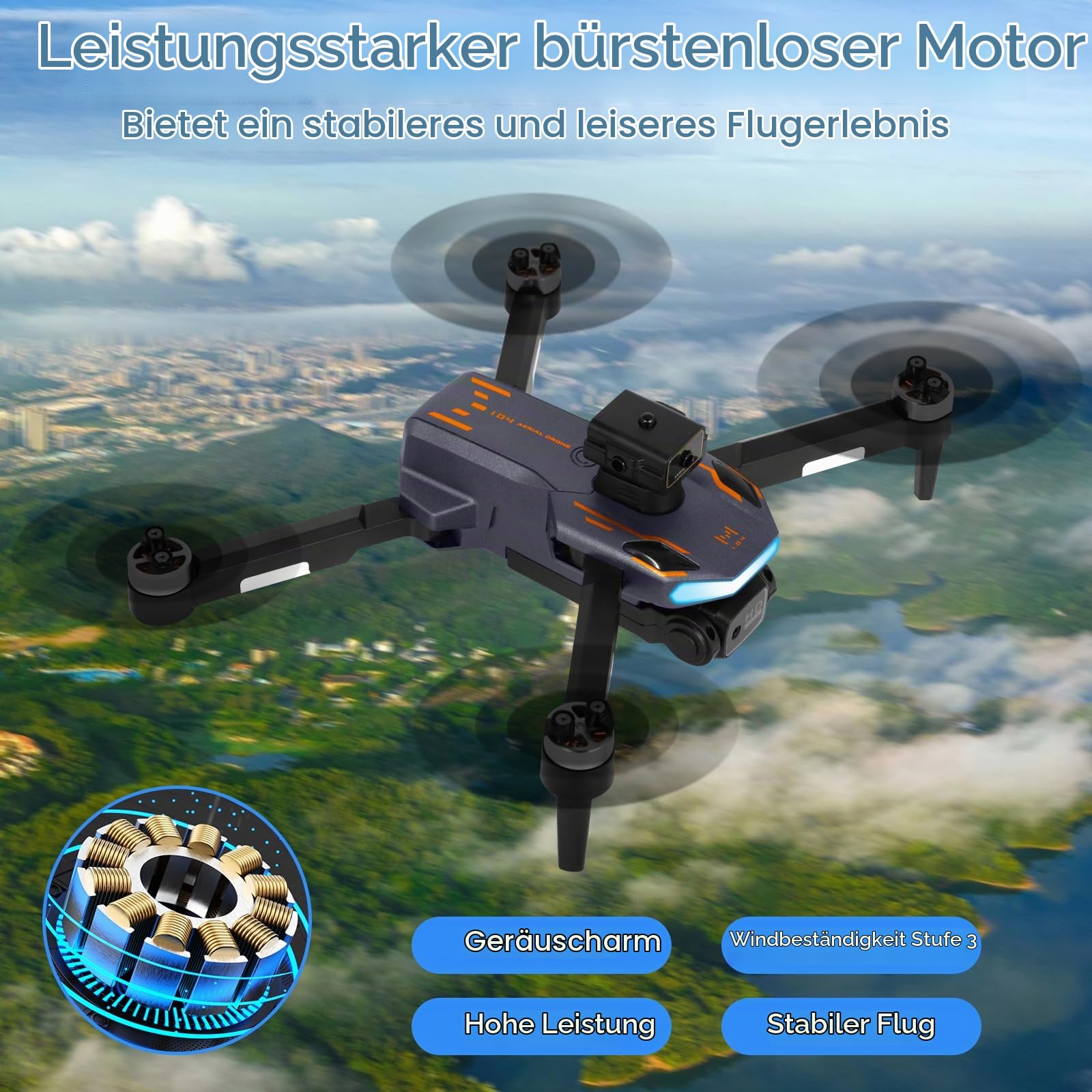 Drohne mit Kamara für 2.4 inch Screen, Drohne mit Kamera 1080P HD für Kinder, WiFi FPV Drone für Anfänger, RC Quadcopter mit 2 Akku, Schwerkraft Sensor, 3D Flip Mode, Ein-Tasten-Start/Landung