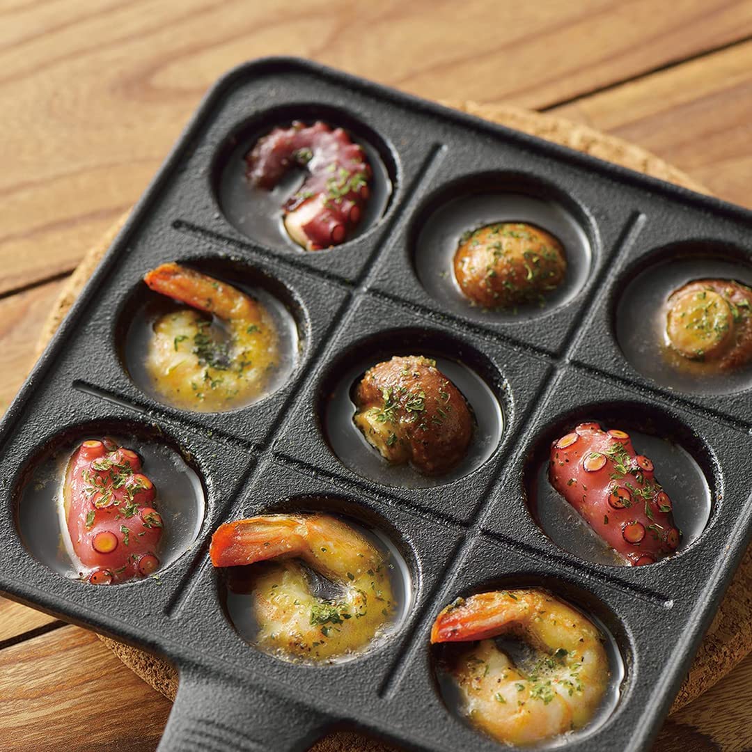 TIKUSAN Takoyaki Pan in Ghisa Piastra Giapponese per Gas 9 Stampi