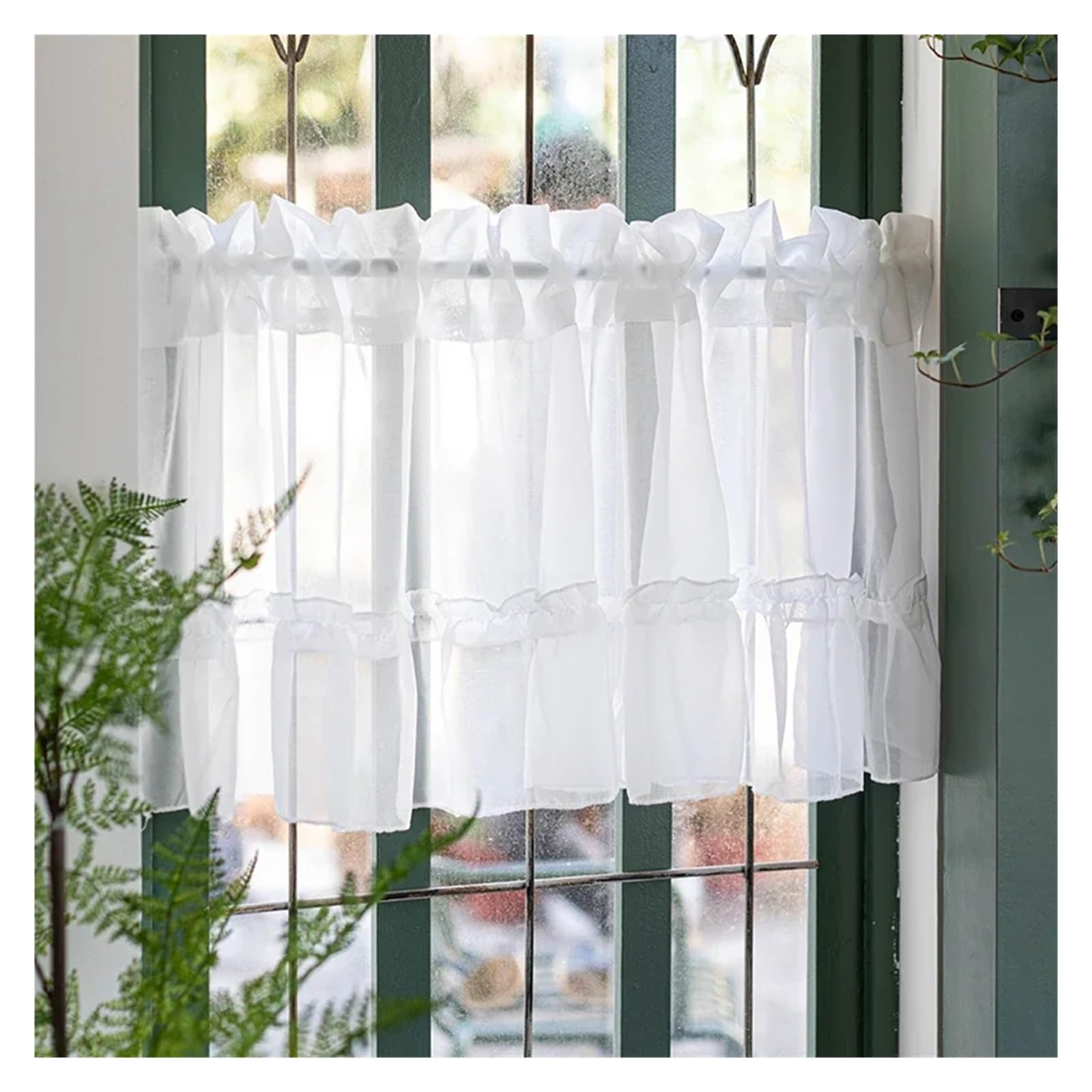 DJSKLDF Short Curtains 1pc White Small Curtain for Living Room Kitchen Cabinet Home Decor Romantic Short Window Treatment Drapes Door Cafe Sheer Voile(Style 2,ROD POCKET_W200XH80CM 79X31IN)