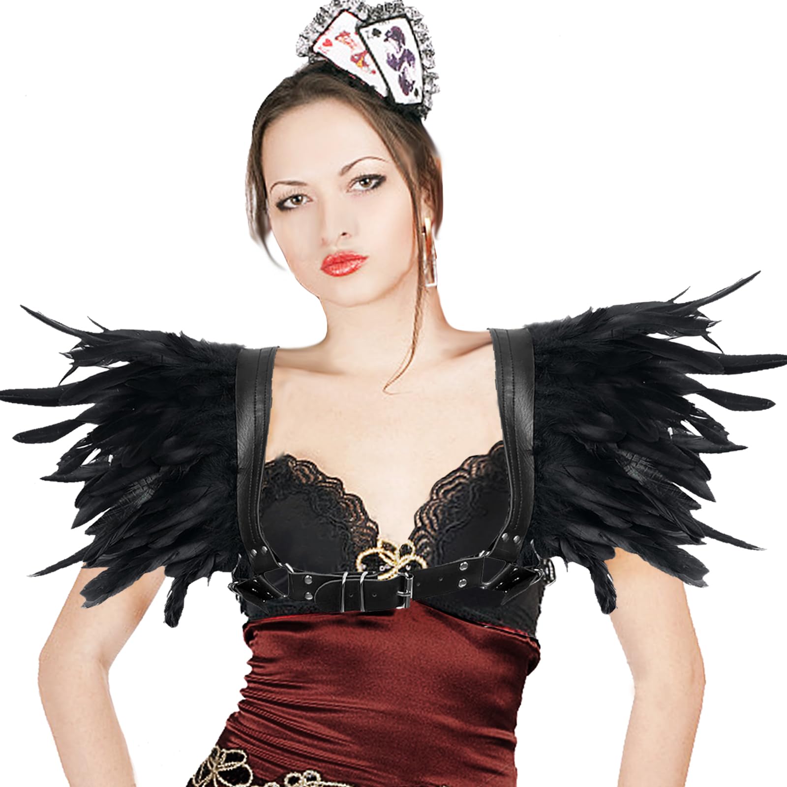 Cape De Plumes Gothique Pour Halloween, Haussement D'épaules, Faux