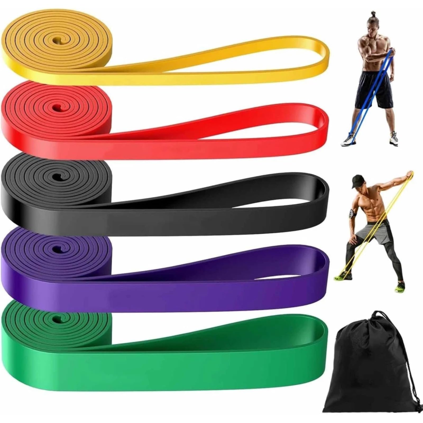 Pull Up Resistance Bands โ 5 Levels Heavy-Duty Exercise Bands for Muscle Training, Yoga, Calisthenics & Fitness Workouts โ Latex/TPE (Latex Rubber)