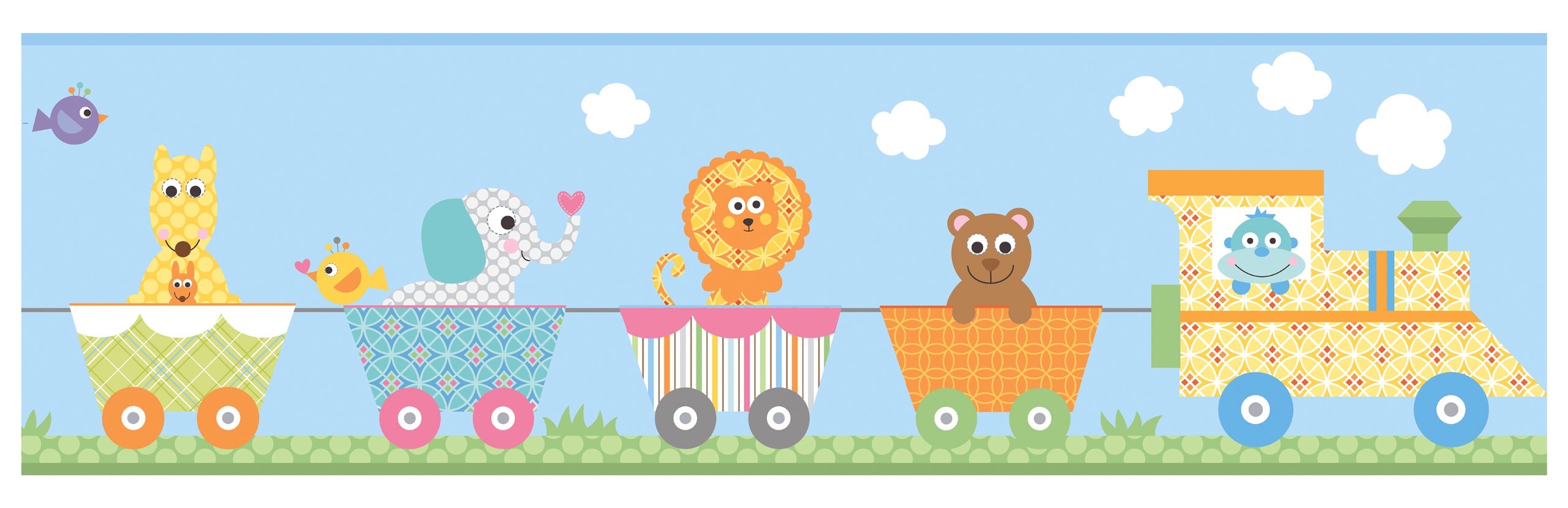 Bordure papier peint enfant York Peek-A-Boo Circus train frise murale YS9146BD