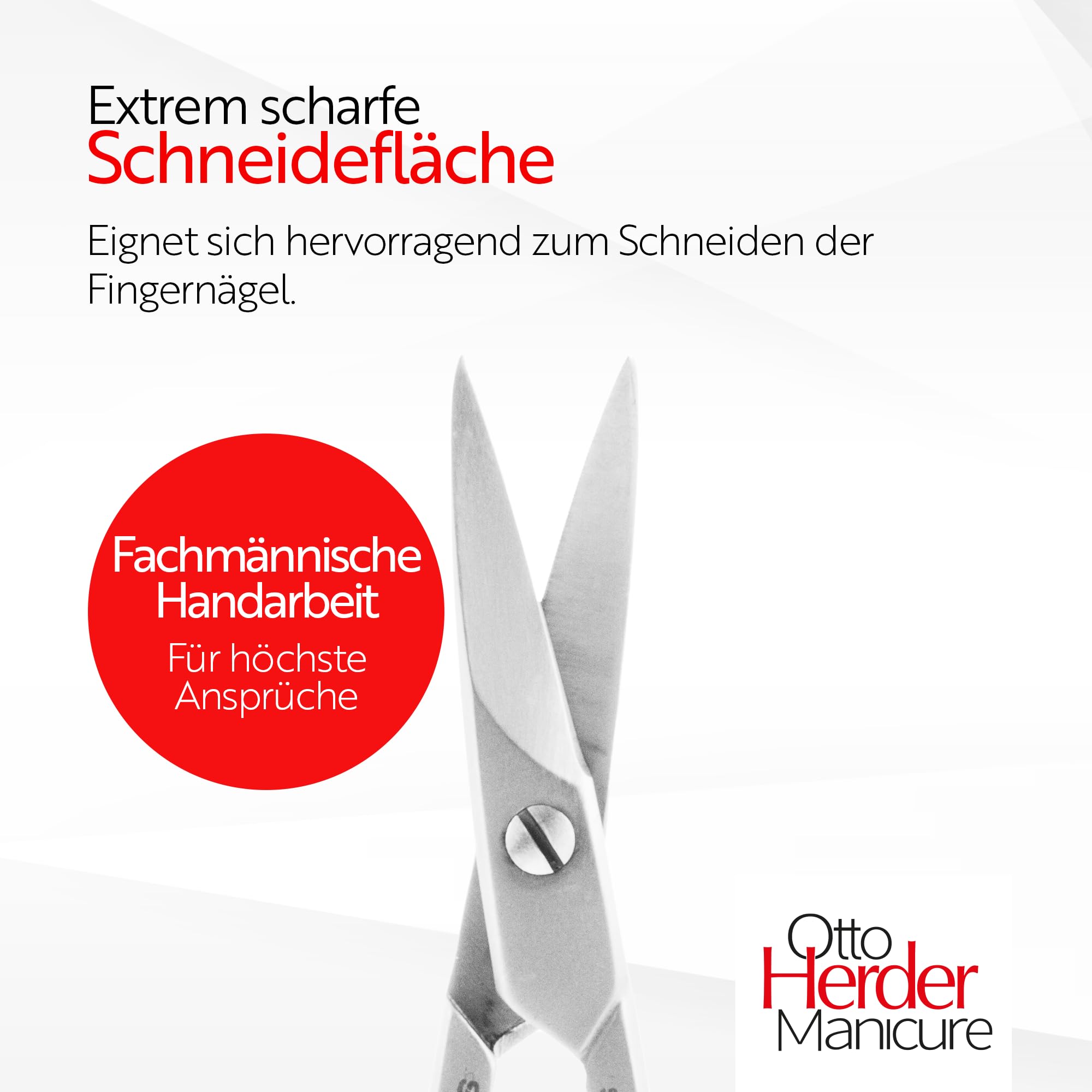 OTTO HERDER NAGELSCHERE GEBOGEN - Extra scharfe Nagelschere Solingen 9cm mit gebogener Schneide aus hochwertigem rostfreiem Edelstahl für Fingernägel und Fussnägel