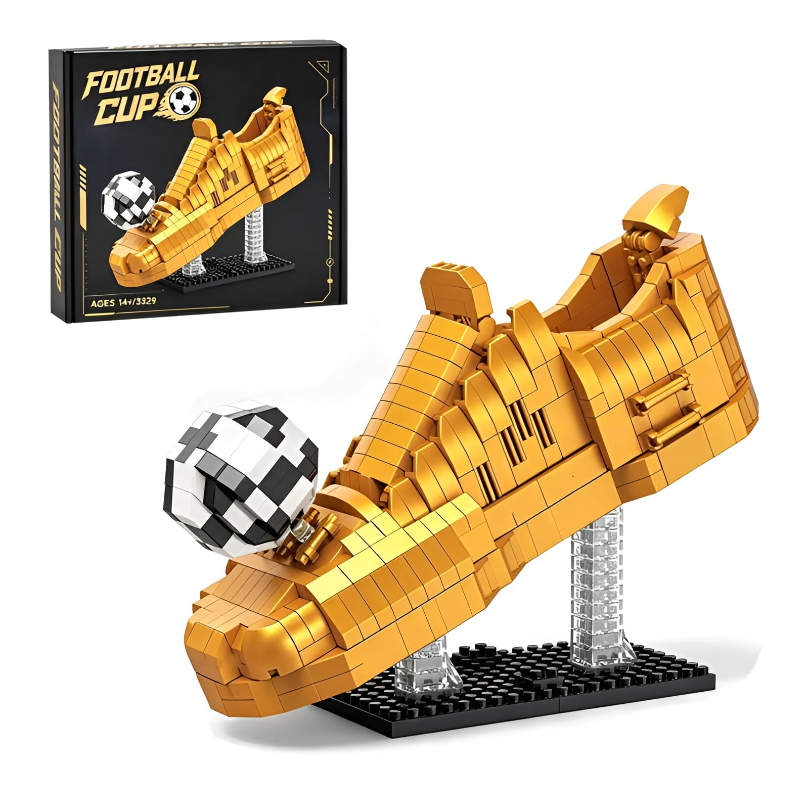 Golden Boot Football Cleats Micro Building Set, Soccer Golden Shoe Model
