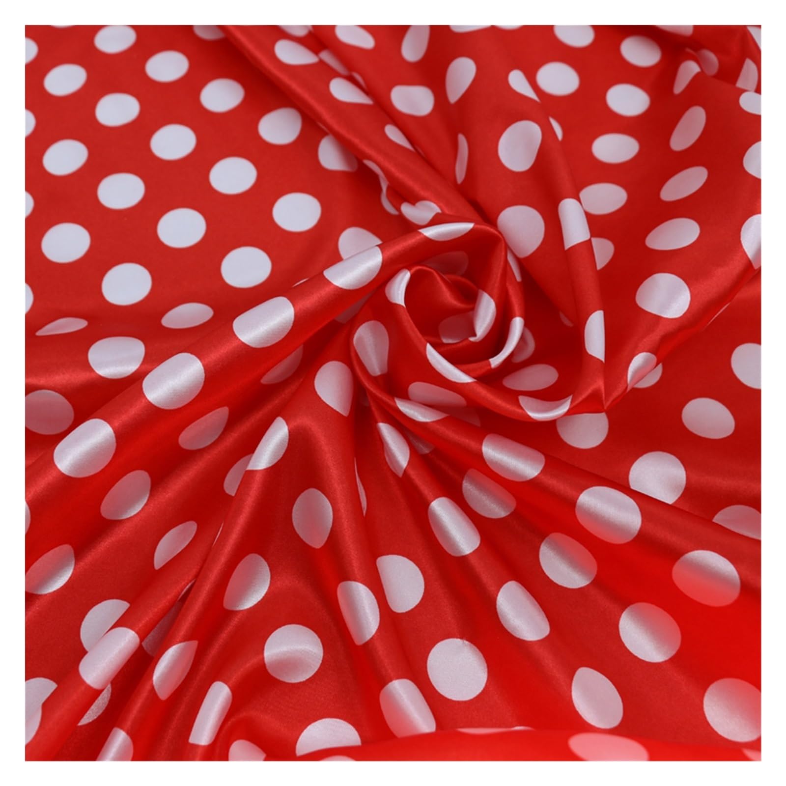 Tela De Raso Satin Tela de lunares grandes 2cm, Material costura artesanal satinado poliéster, 100cm x 148cm(Red,10X 1.48M)