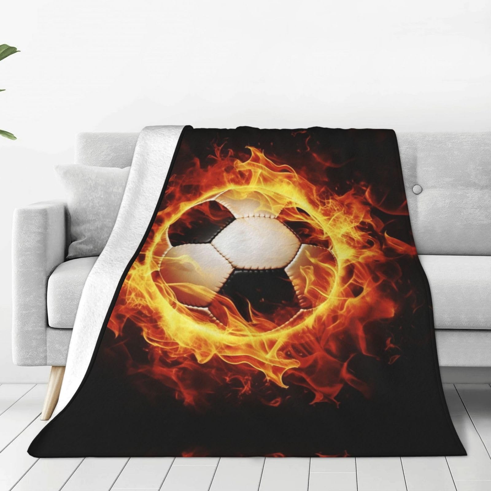 Couverture polaire Burning Football douce 152x127 cm pour lit