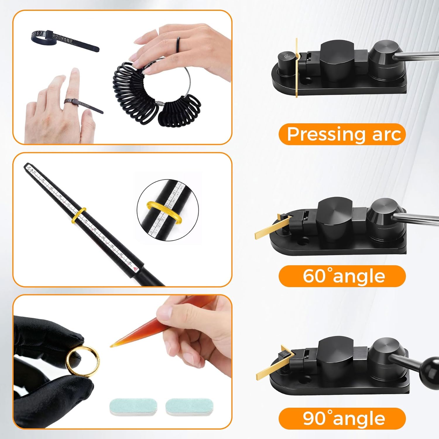 Sidasu 18 Pcs Ring Bending Tool, Spoon Ring Making Kit for DIY Jewelry, Ring Bender with Nylon Dies Set/Measurement Gauge, Precision Metal Craft Tool for Beginners & Professionals