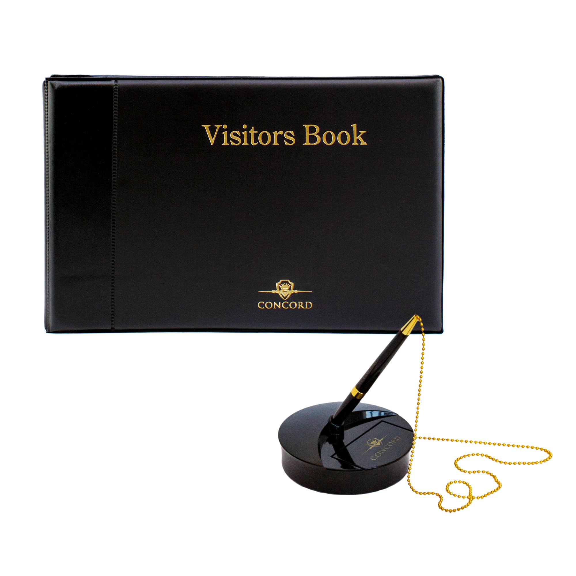 Pukka Pad, Concord Visitors Record Book – Refillable 3 Ring Binder with 50 Sheets, 2000 Entry Spaces, Black (Visitor Book & Pen)