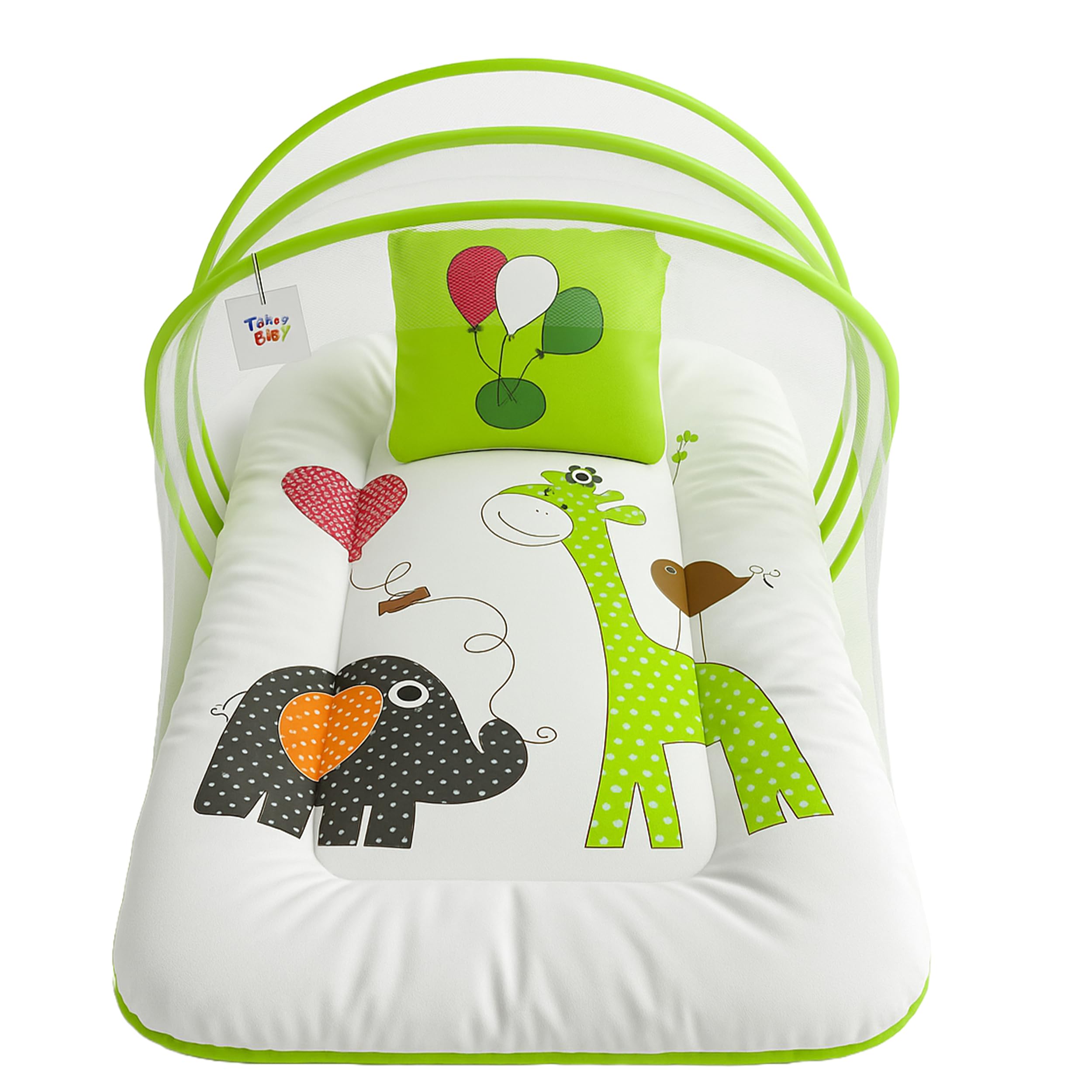 Toddylon Baby Bedding Set New Born Baby Bed | Sleeping Bed | Mattress | Mosquito Net | Insect Protector | Infants Carry Bed | Gadda Set (0-6 Months) Green