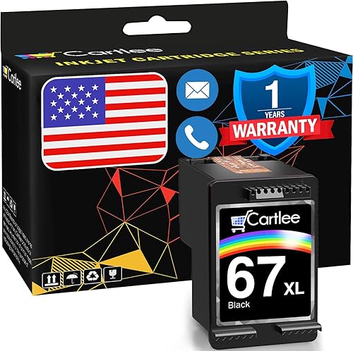 Miniatura 1 de Cartlee Cartucho de tinta remanufacturado de repuesto para HP Ink 67 XL para cartuchos HP 67xl negro 67 cartuchos negro 67xl para impresora Envy