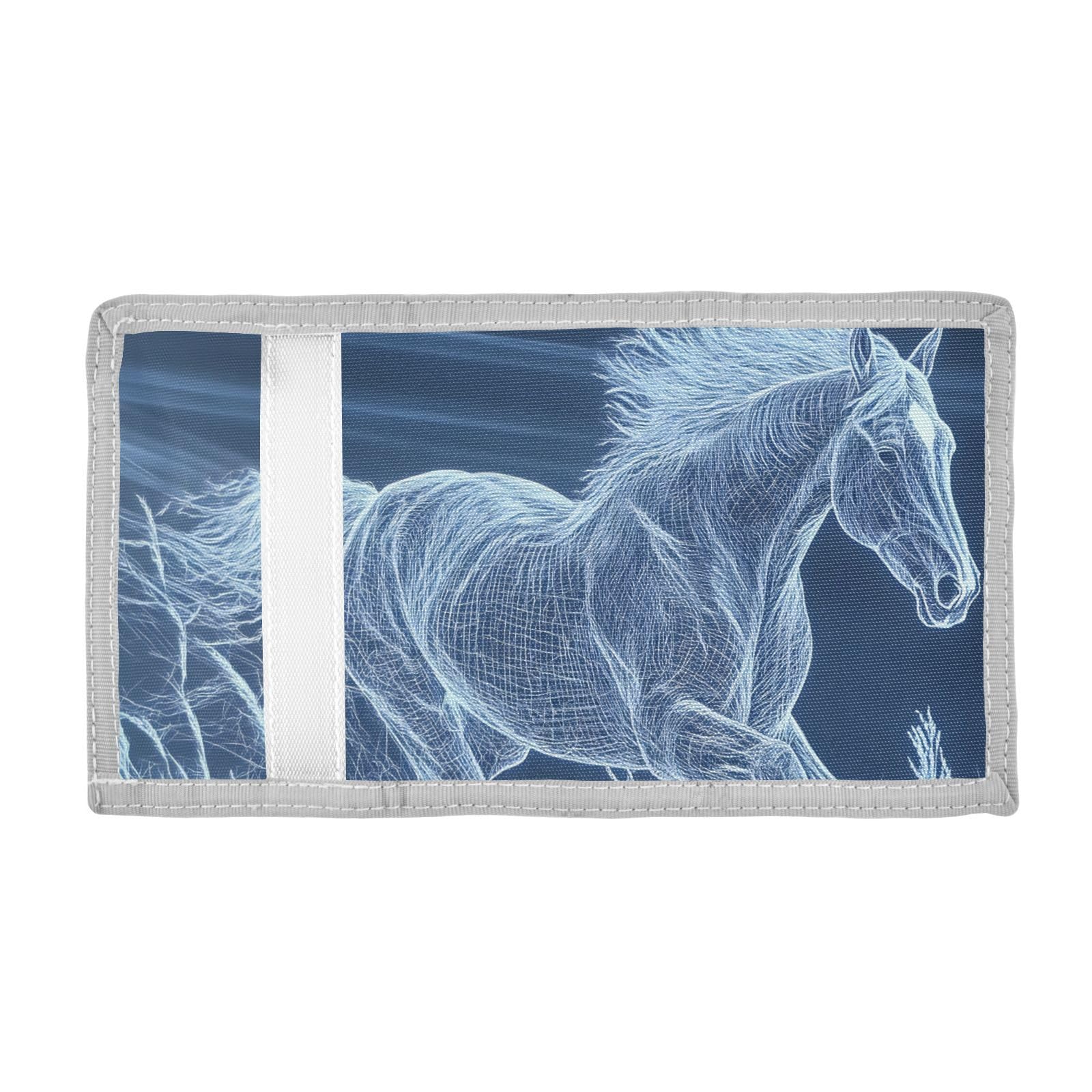 FOLIOSA Kids Wallet for Boys Girls Art Horse Print Youth Wallet with Zipper Pocket Card Holders, Novelty Wallet 4.9×2.9 in