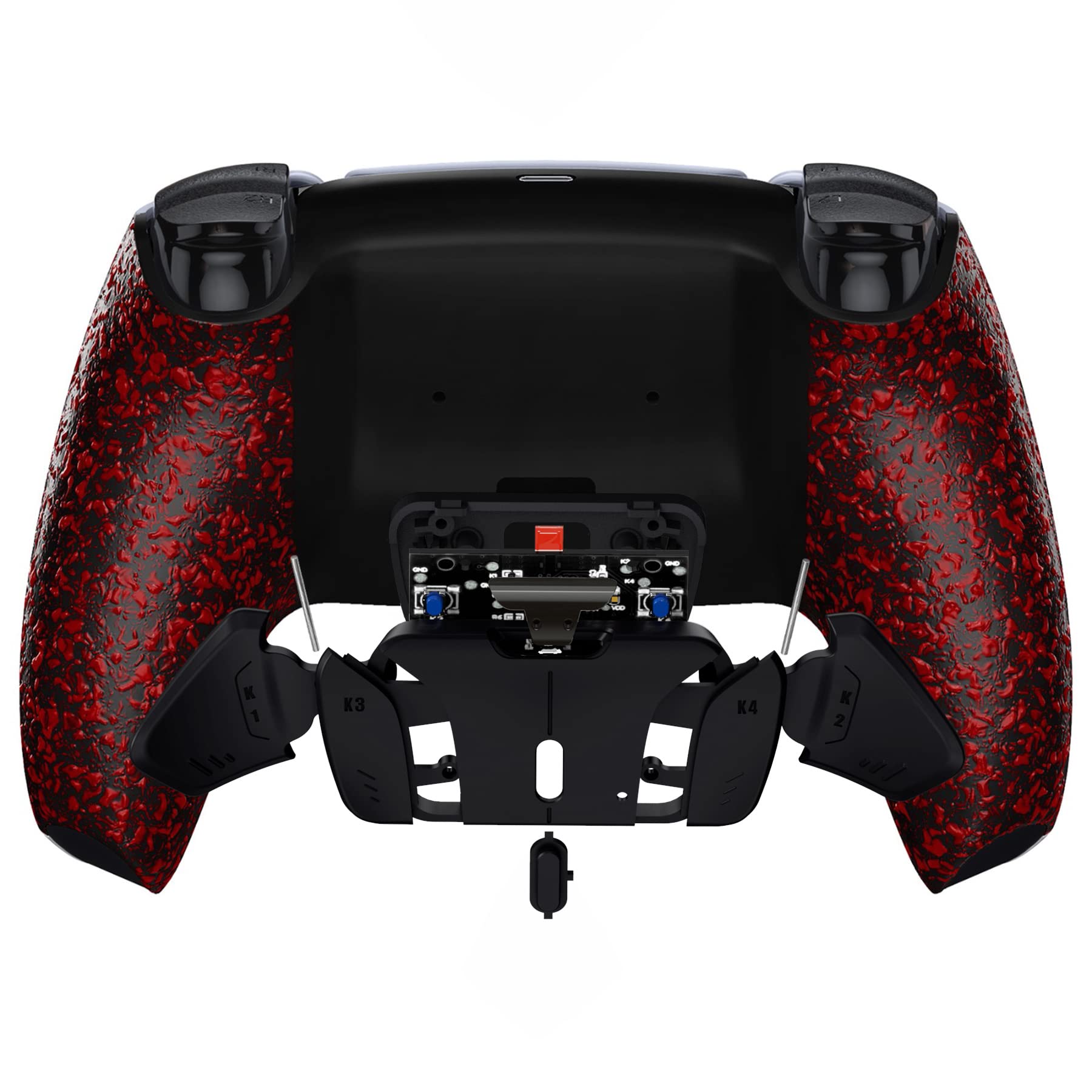 eXtremeRate Programable RISE4 Remap Kit para ps5 Modelo BDM-030/040/050 Actualización Board & Carcasa Trasera & 4 Palancas Botones Traseros para ps5 Control-NO Incluye Mando(Salpicaduras Rojas)
