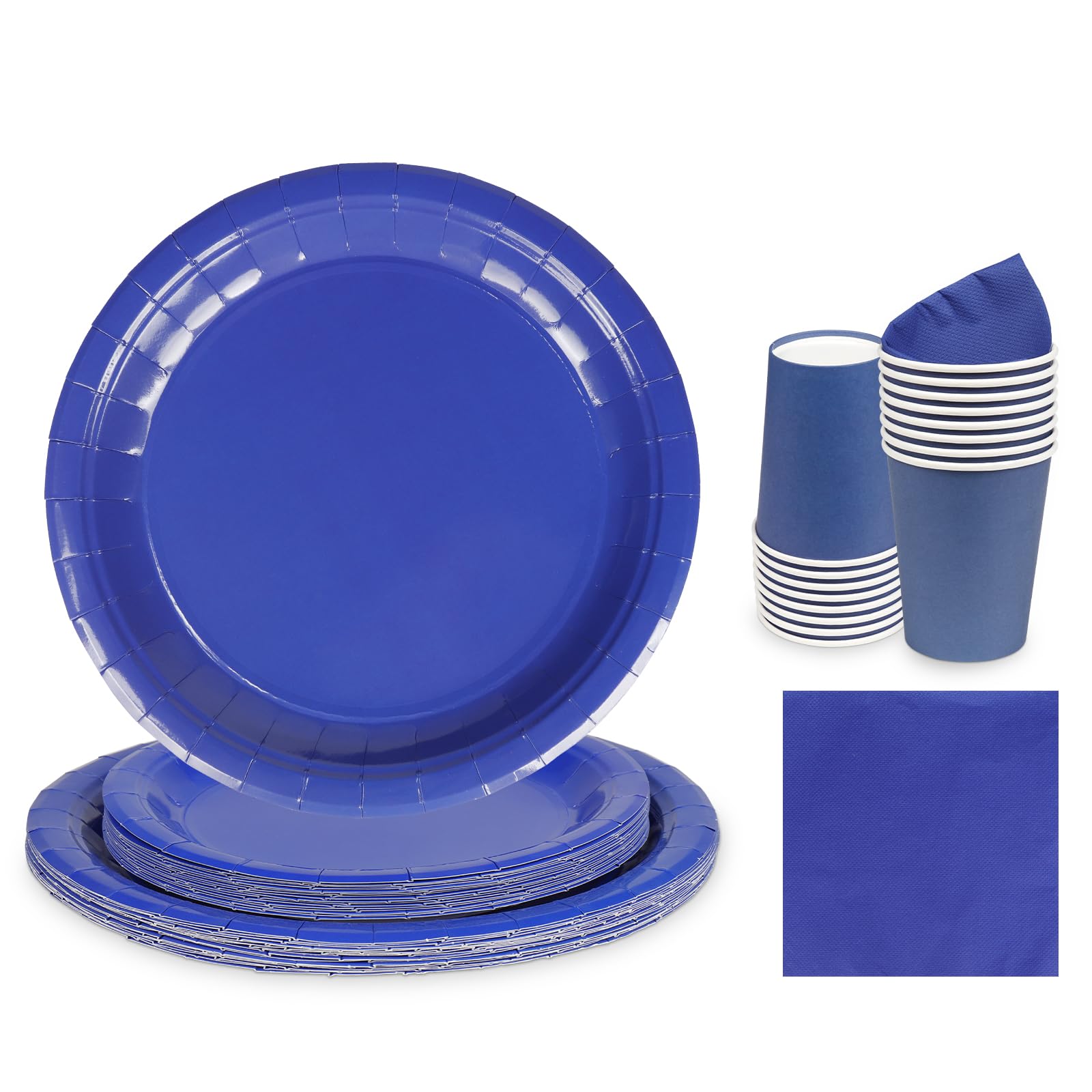 68pcs Dark Blue Tableware Set Decor, Navy Blue Paper Napkins Cups 7inch&9inch Paper Plates in Solid Color,Disposable Birthday Decorations for Him Her Men Women Kids Boys Girls Birthday Wedding Party