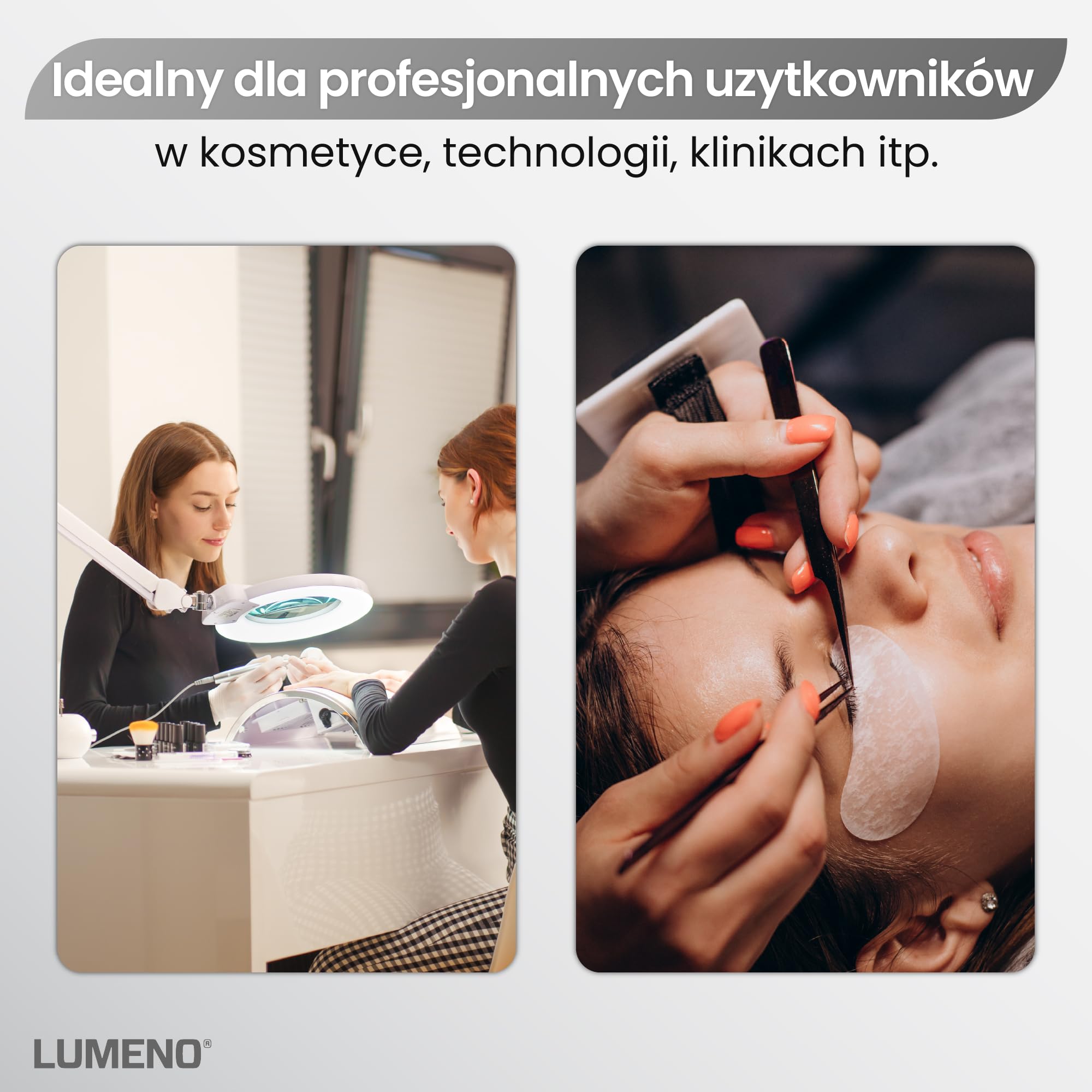 Lumeno 8245PRO Lampa powiększająca LED 172 mm 5 dioptrie z regulacją ściemniania metalowa obudowa
