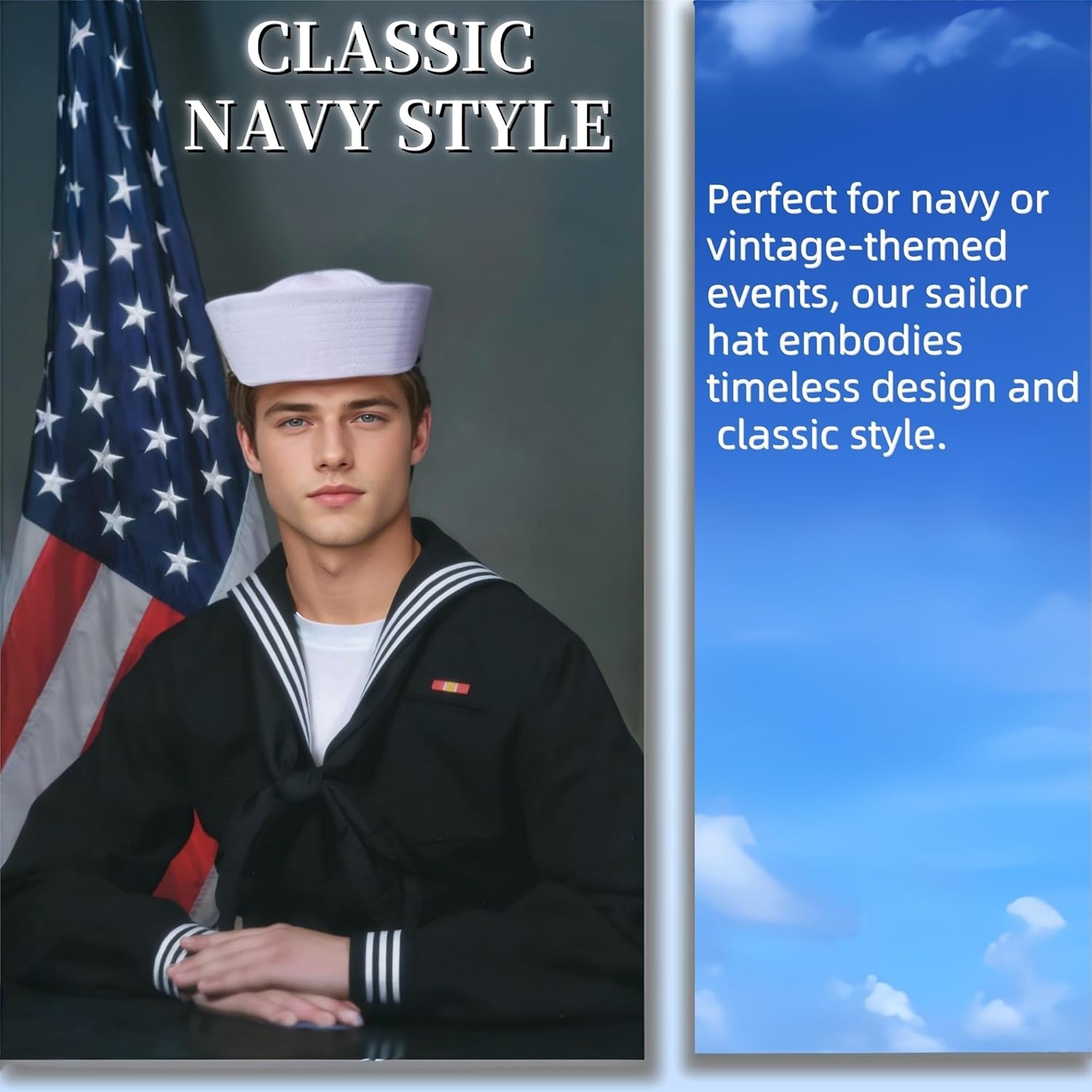 White Sailor Hat Us Navy Hats for Men Funny Party Hats Yacht Hat 12 Pack