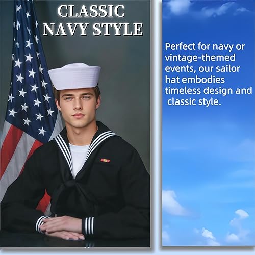 Miniatura 2 de Sombrero de marinero blanco de Estados Unidos, sombreros de color azul marino para hombres, sombreros de fiesta divertidos, sombrero de yate,