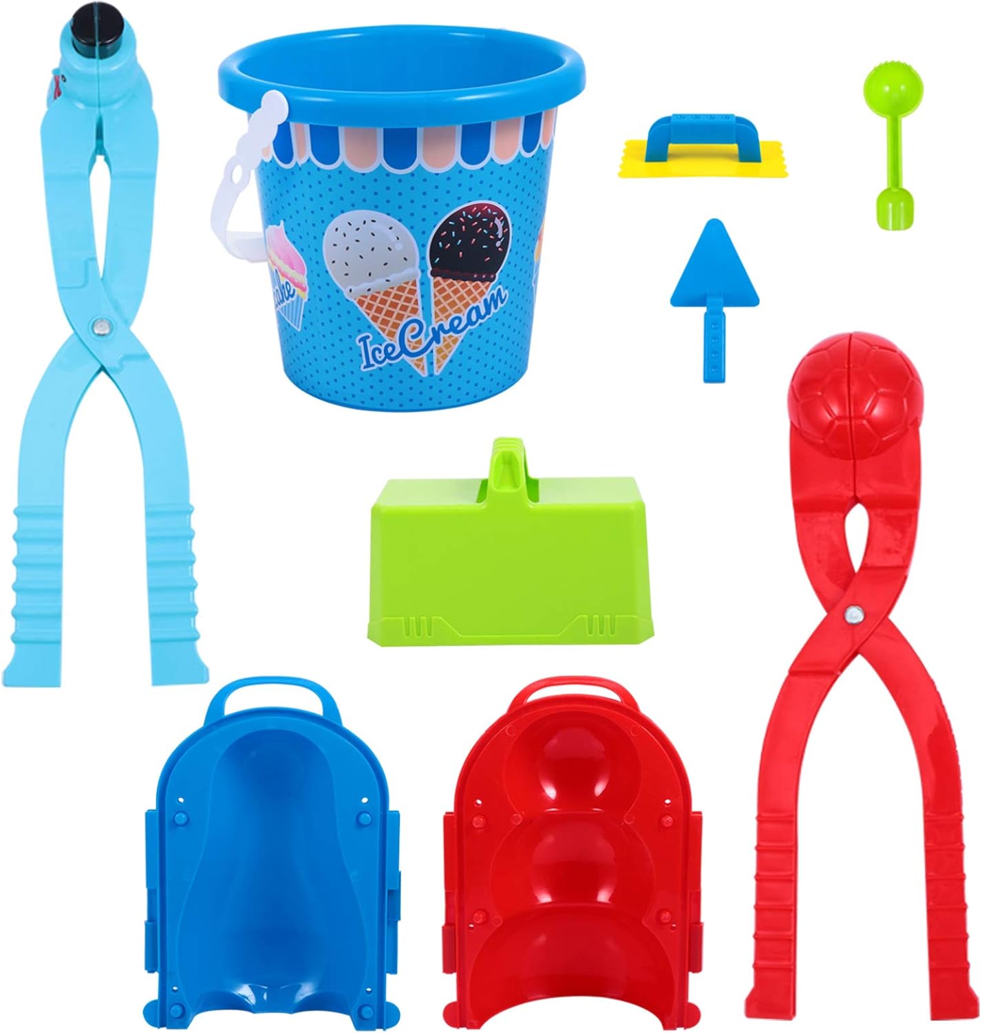 Garneck 9pcs Snowball Maker Tool with Handle Snowball Clip Toy Molds Snow Brick Mold Basket for Kids Children Adults Winter Outdoor Snow Ball Fights Games Activities : Toys & Games