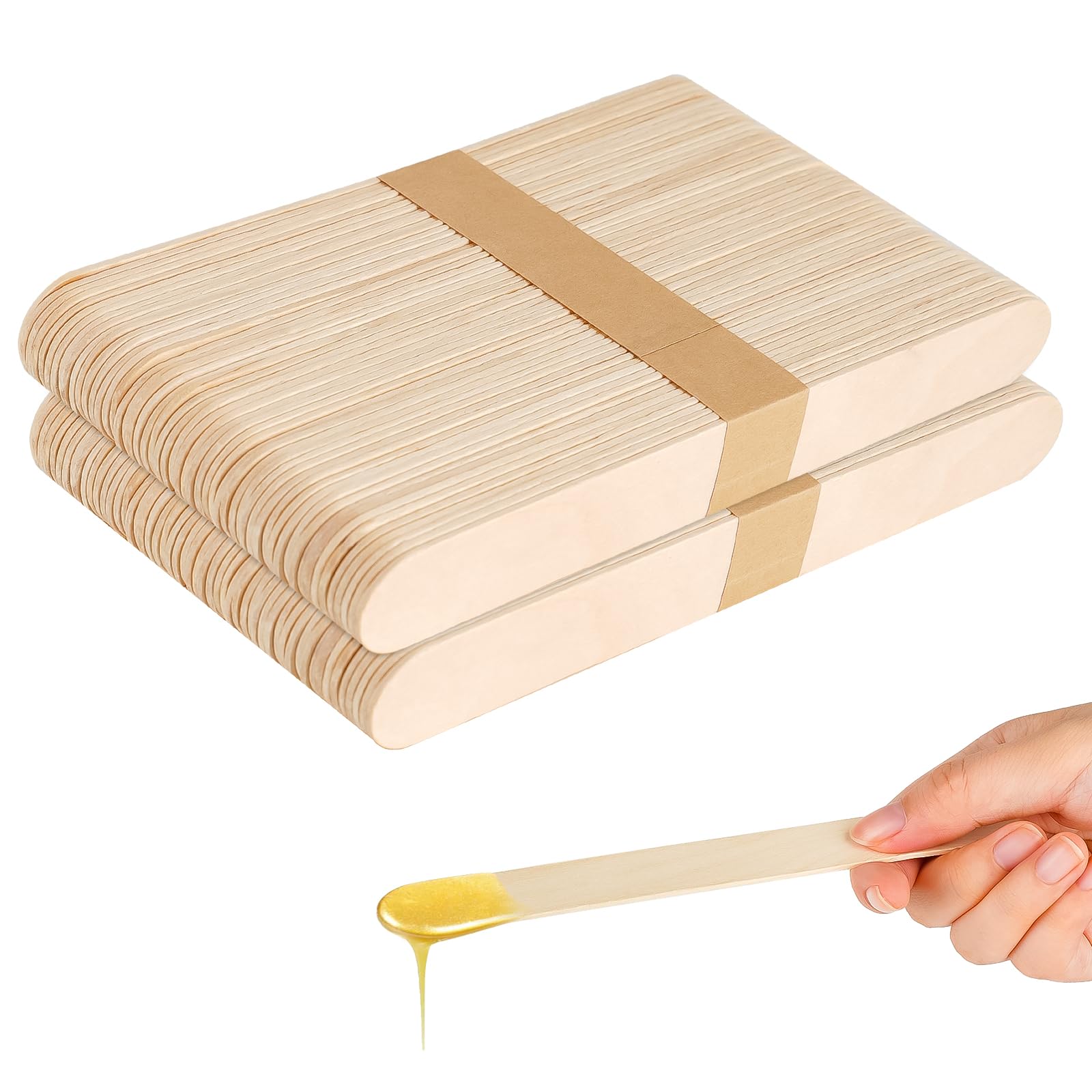 Wax Sticks, 100 Pcs Disposable Wooden Waxing Spatulas, 5.9 Inch Premium Wax Applicator Sticks for for Body, Face, Eyebrow, Lip Removal, Ideal for Warm & Hot Wax