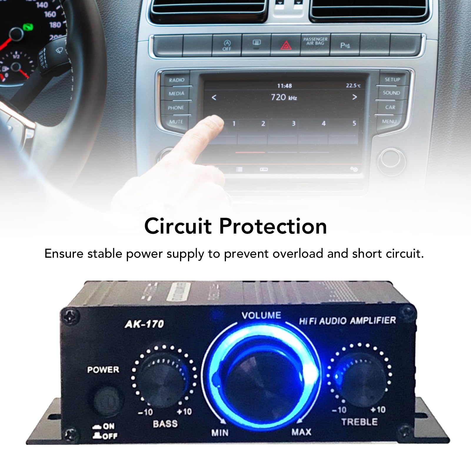 Car Audio Power Amplifier, Dual Channel Mini Audio Power Amplifier USB SD Card AUX Stereo Power Amplifier for Car