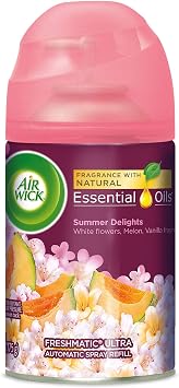 Air Wick Life Scents Automatic Air Freshener Spray, Summer Delights with White Flowers, Melon & Vanilla Scent, 6.17 oz Pack of 3