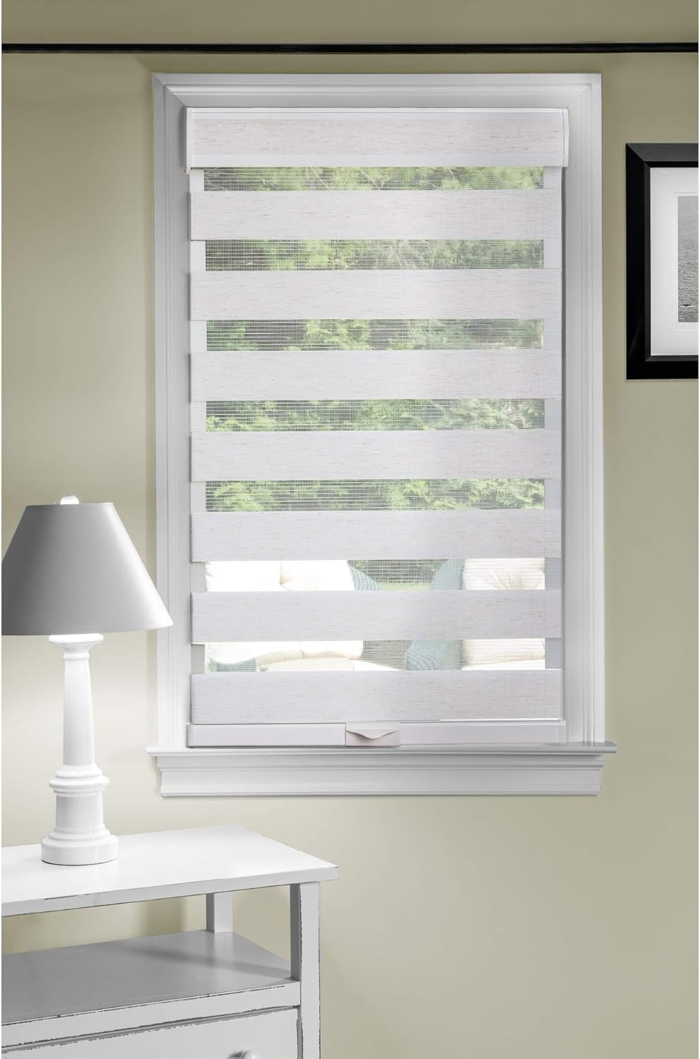 Ergode Celestial Cordless Window Shade | Modern Double-Layered Sheer Design | Gentle Light Filtration & Privacy Control | Perfect for Any Room | 32x72 Linen
