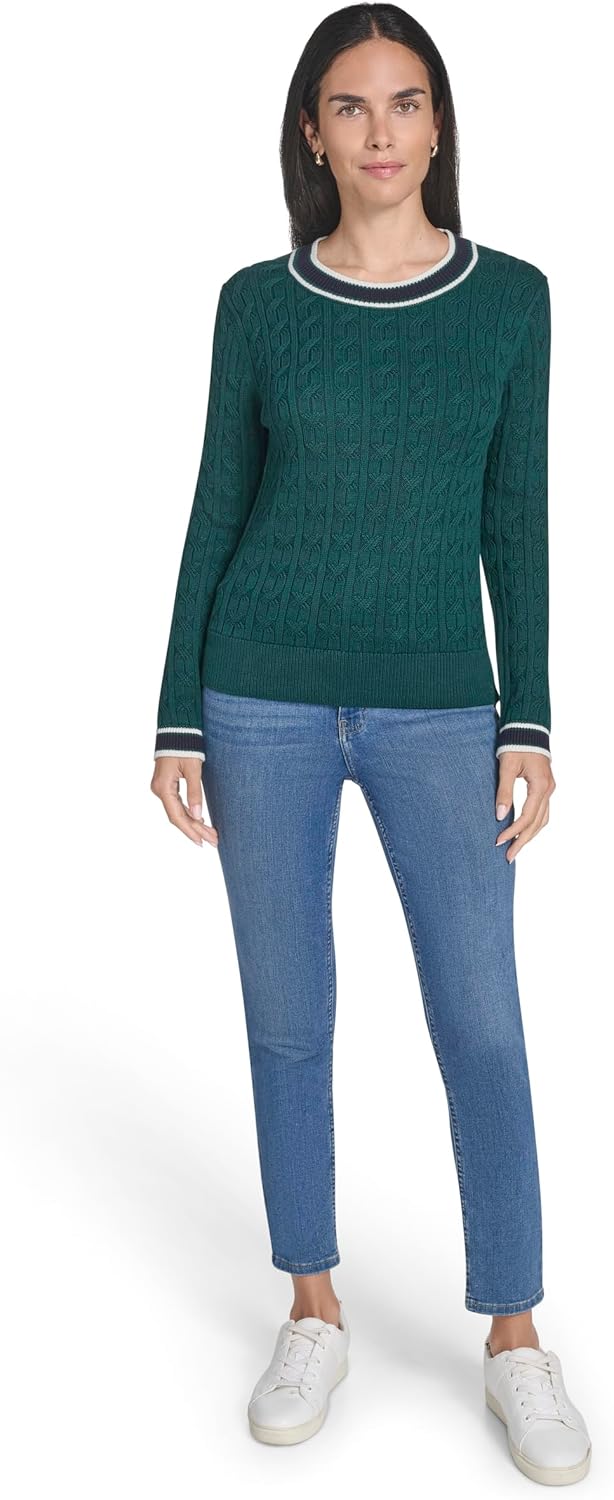 Nautica Women's Long Sleeve Cable Crewneck Sweater - Image 2