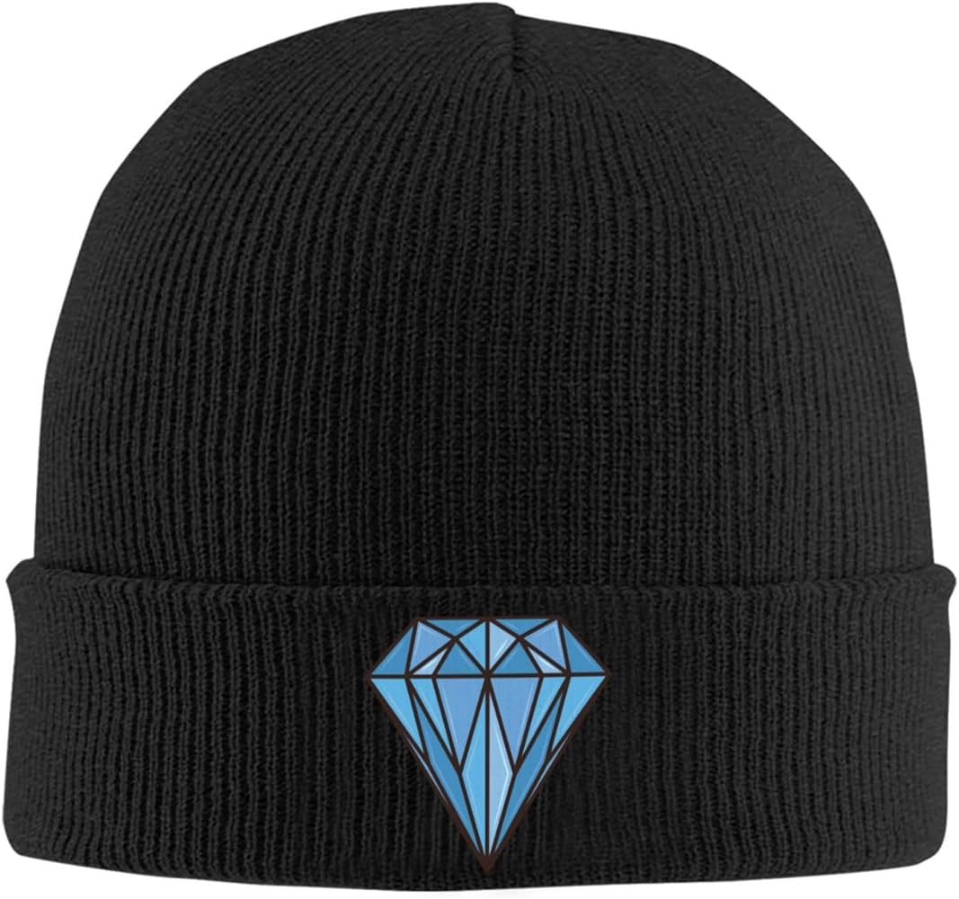 Diamond Beanie for Men Women Winter Knit Hats Cuffed Skull Cap Ski