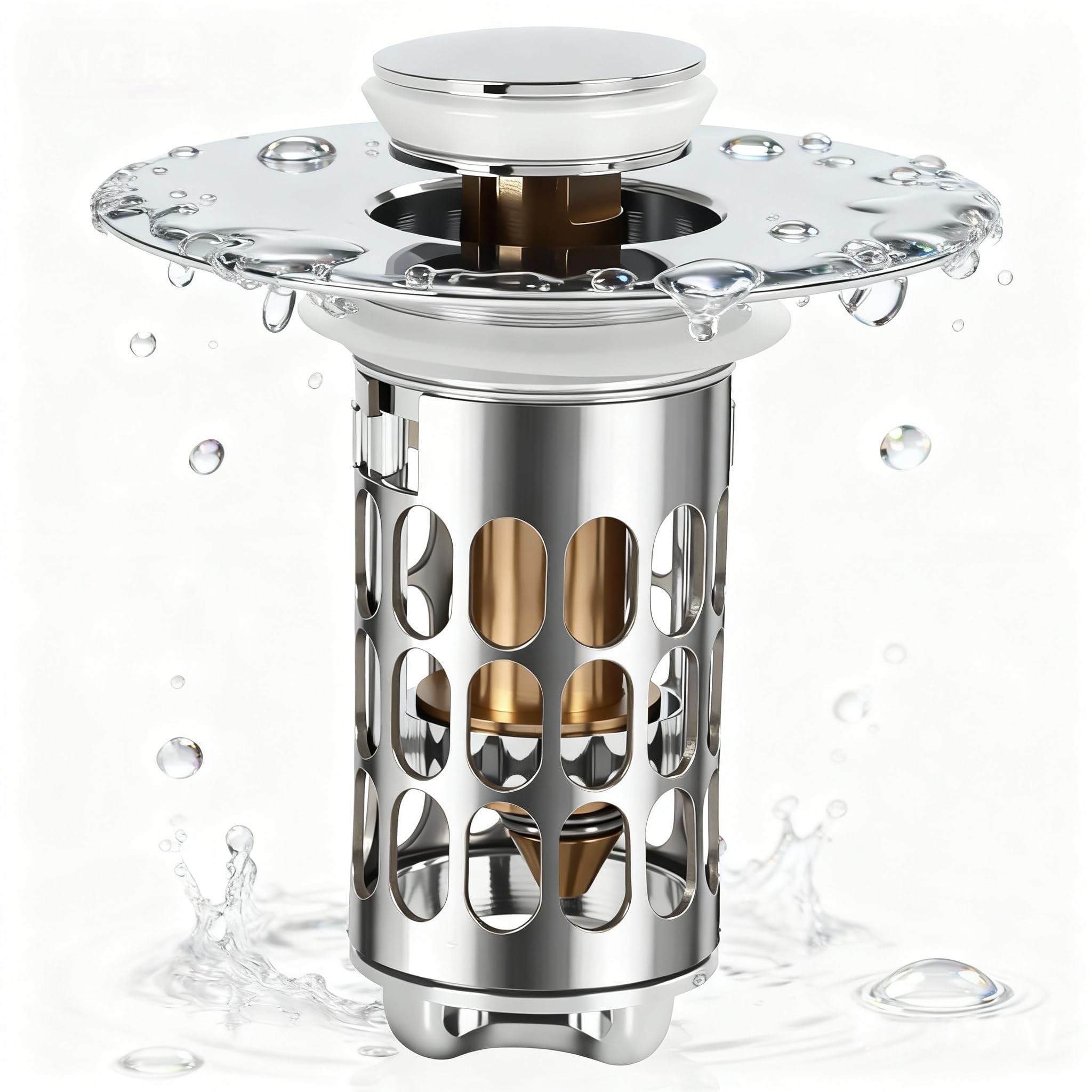 Bouchon pop-up en acier inoxydable de haute qualité pour trou de 30-44 mm