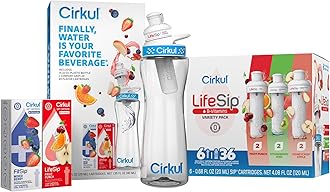 Big Kid Bundle - 22oz. Plastic Water Bottle Starter Kit with Blue Lid, 2 Flavor Cartridges and LifeSip Flavor Cartridge Variety Pack with B vitamins, 6-Pack Zero Sugar Drink Mix