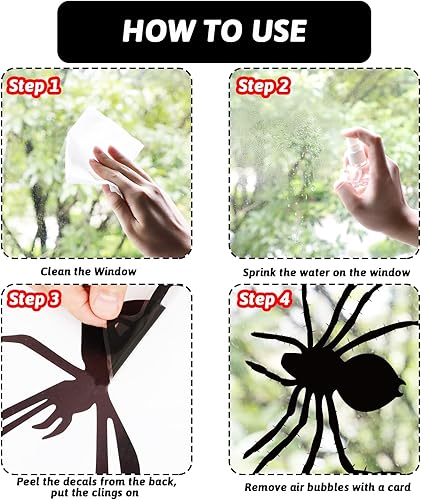 Miniatura 5 de Decoraciones grandes para ventana de Halloween, monstruo espeluznante, se aferra de Halloween, silueta aterradora, calcomanías de póster de ventana