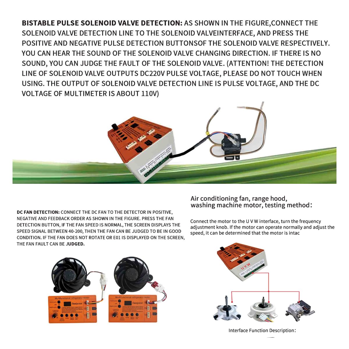 Comprobador multifuncional de refrigerador con pantalla digital para placa inversora, compresor, válvula solenoide y ventilador, herramienta de diagnóstico impermeable a prueba de polvo