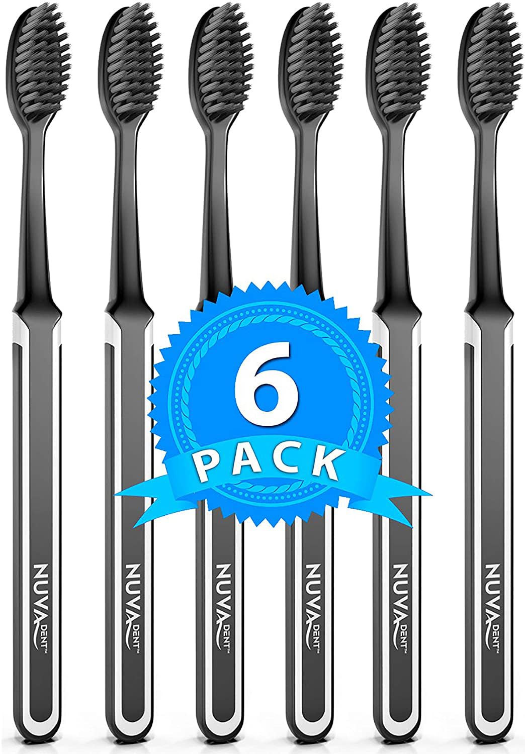 Charcoal Toothbrushes - Charcoal Toothbrush Soft, Activated Charcoal Toothbrush Super Soft, Toothbrush Charcoal, Teeth Whitening Charcoal Tooth Brush - Adults & Kids - 6 pc, Extra Gentle
