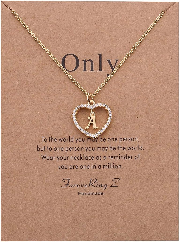 Letter Pendant Necklace A-Z Name Necklace Initial Necklace Women Jewelry Message Card