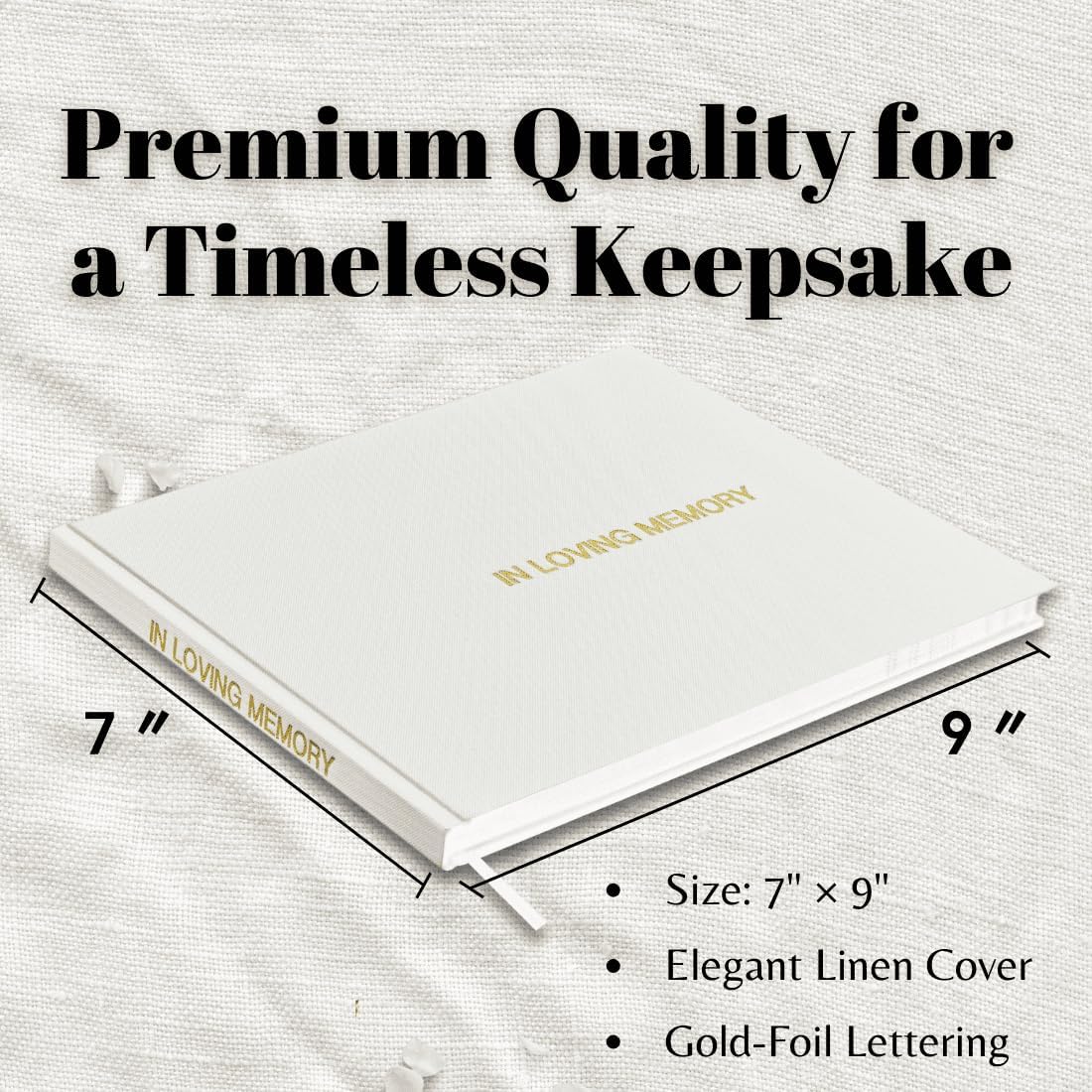 Funeral Guest Book – Linen Cover Celebration of Life Memorial
